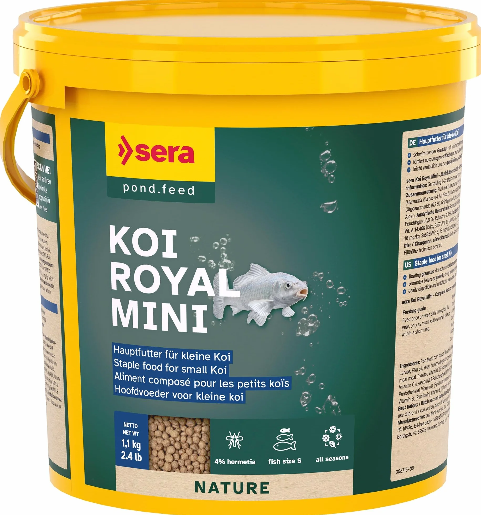 Koi Royal Mini 3,8 L Aliment composé granulés flottants pour koïs jusqu'à 12 cm