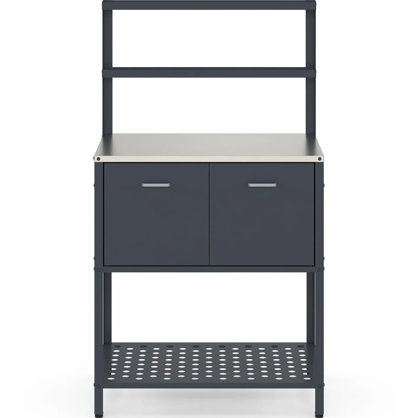 Meuble de Cuisine extérieure Pareo 2 Portes 2 étagères Acier Gris Anthracite