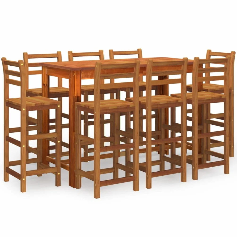 Ensemble de bar de jardin 9 pcs Bois d acacia solide