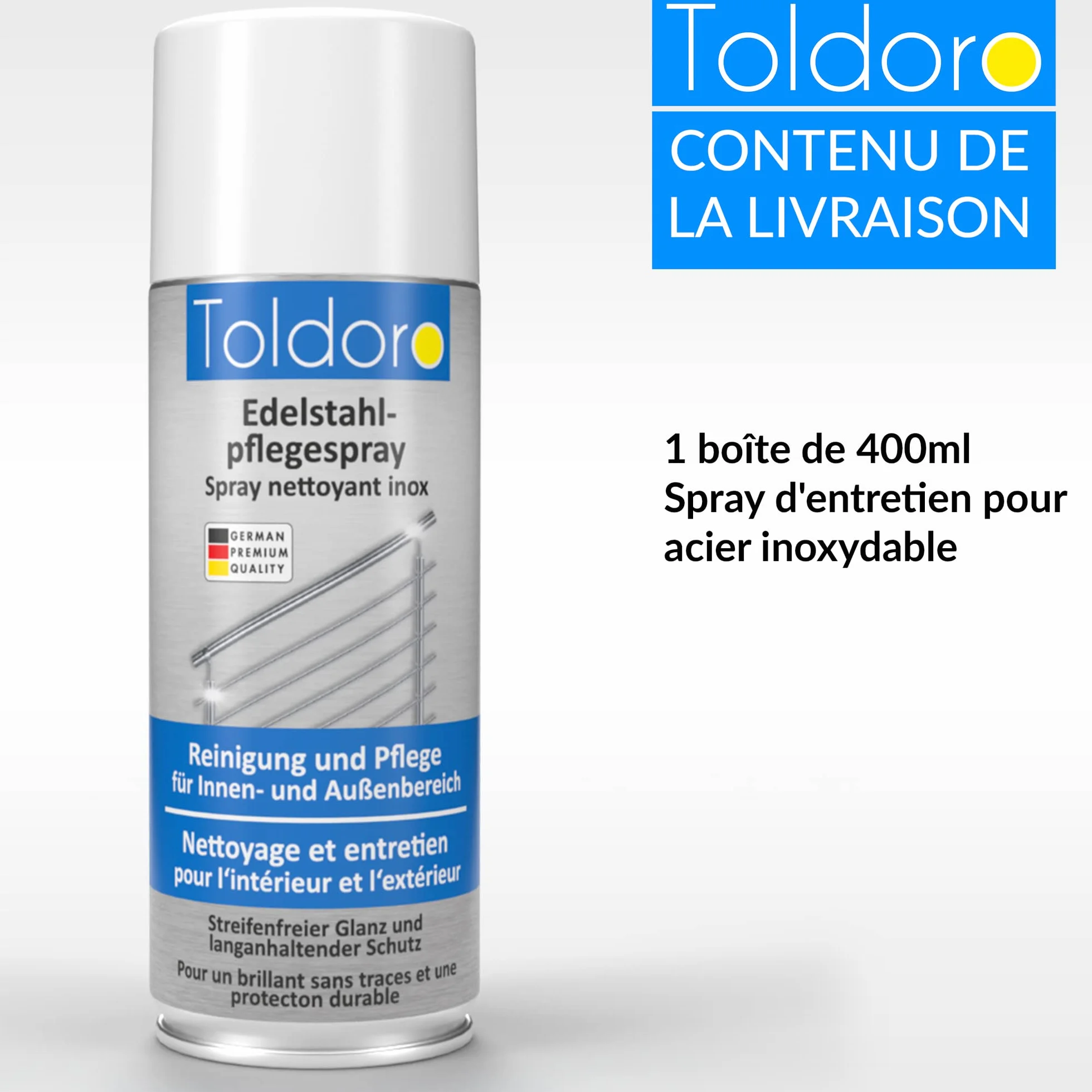 Nettoyant inox professionnel 400ml Toldoro vaporisateur degraissant barbecue cuisine