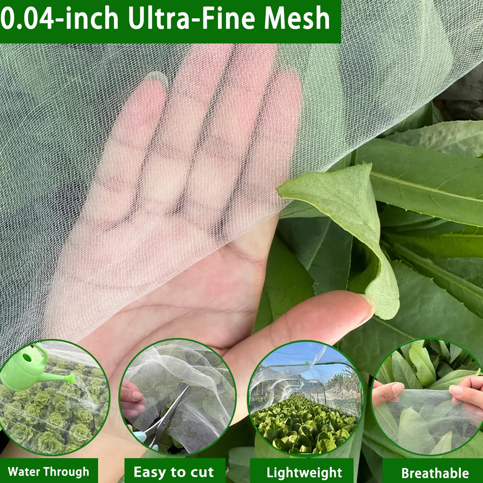 Kit de filet de jardin, filet de barrière en maille fine de 3 x 10 m avec 8 cerceaux de jardin et 24 clips, filet anti-insectes, couverture de rangée de parterres surélevés, protège les légumes, les