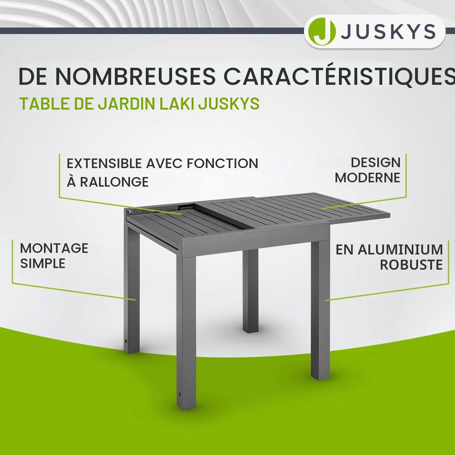 Juskys Table de Jardin Laki de Extensible 70x70 cm Aluminium Anthracite