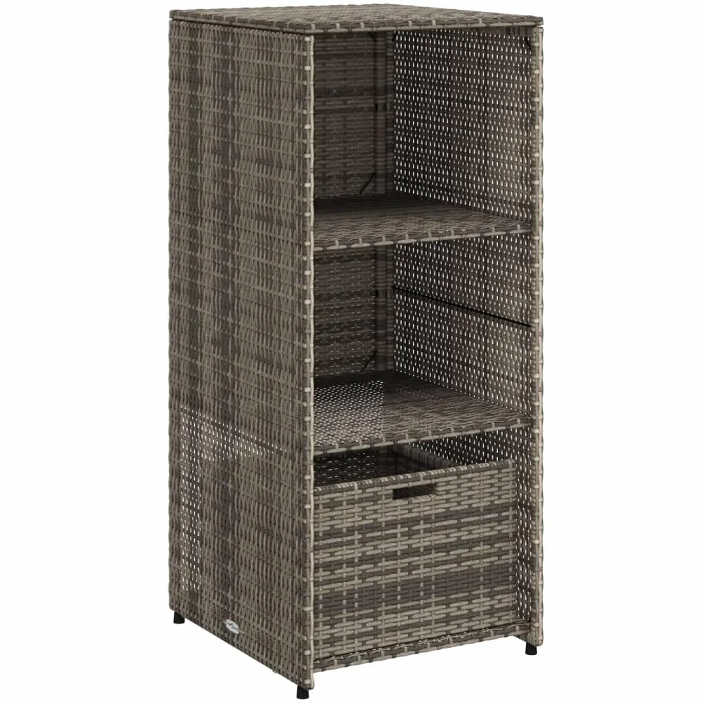 vidaXL Armoire Rangement Jardin Étagères Meuble Extérieur Patio Gris Résine Tressée