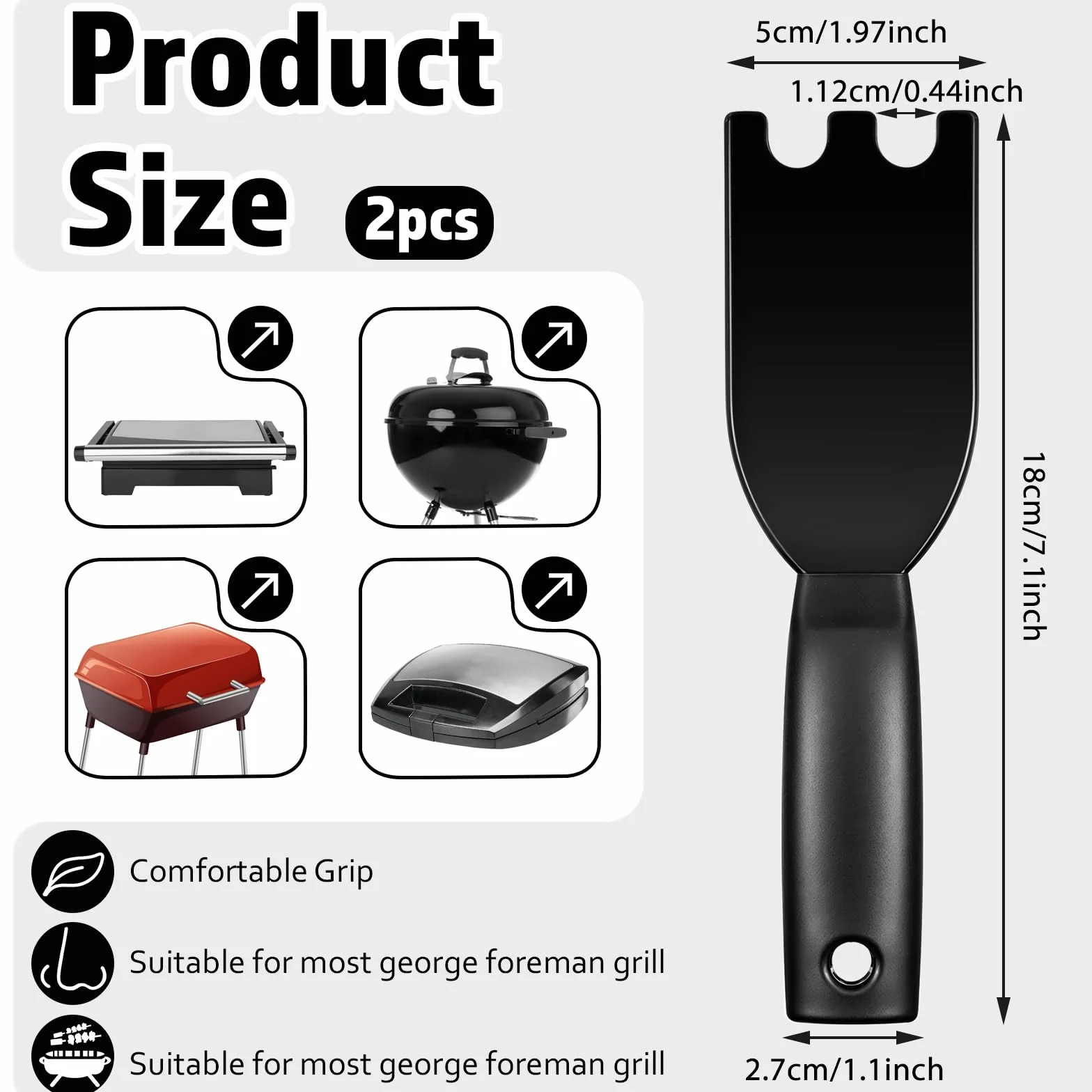 George Foreman Lot de 2 Spatules Universelles pour Barbecue en Nylon Résistant à la Chaleur