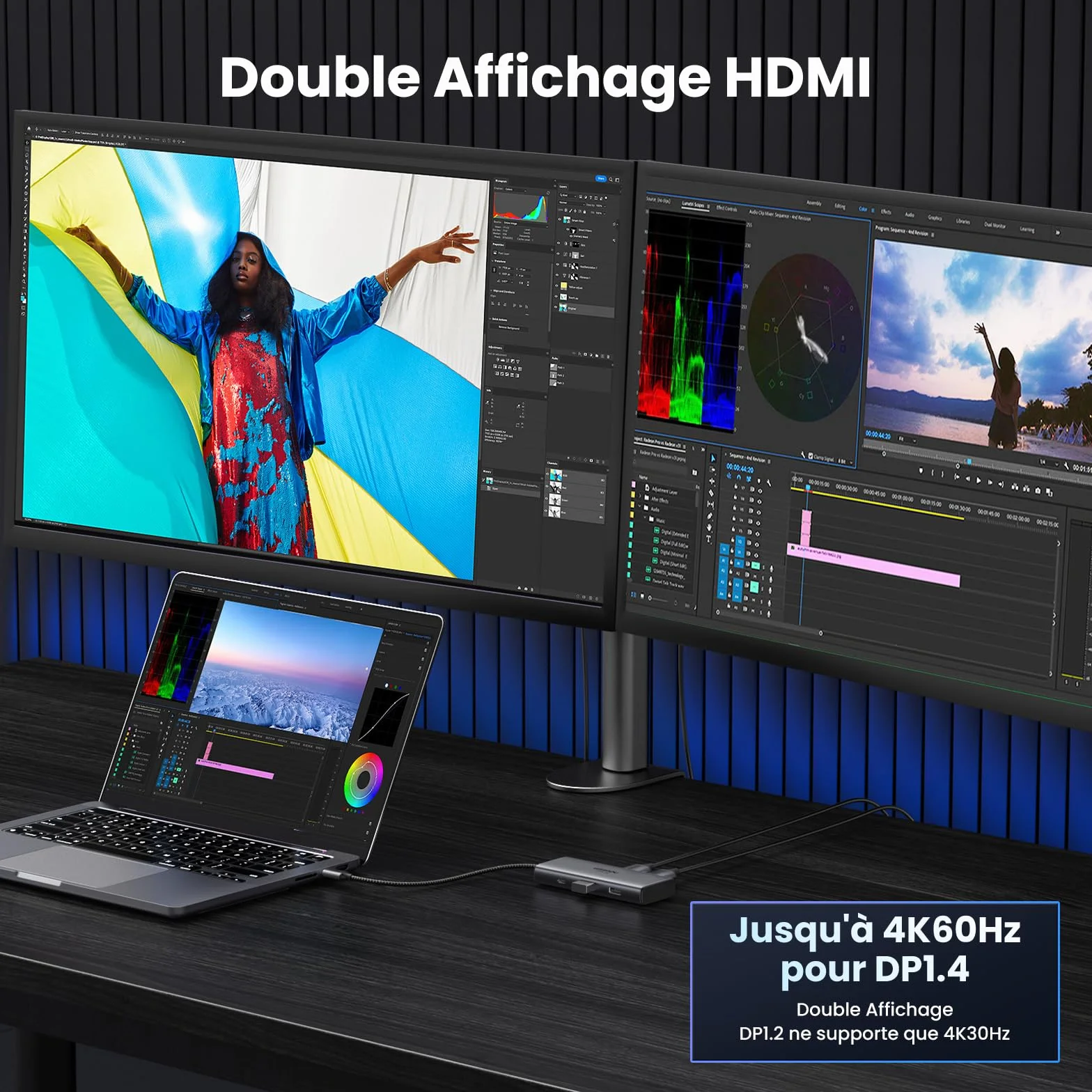 UGREEN Revodok 206 Hub USB C Dual HDMI 4K60Hz 8K30Hz PD 100W Charge Multiports 5Gbps 6 en 1 Docking Station
