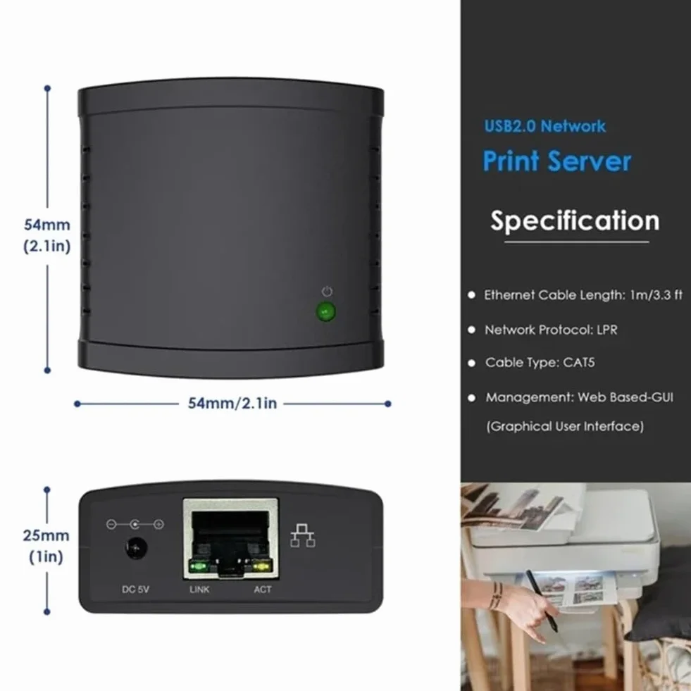Serveur d'impression USB 2.0 LRP 100 Mbps LAN Ethernet HUB Adaptateur Secteur Prise UE