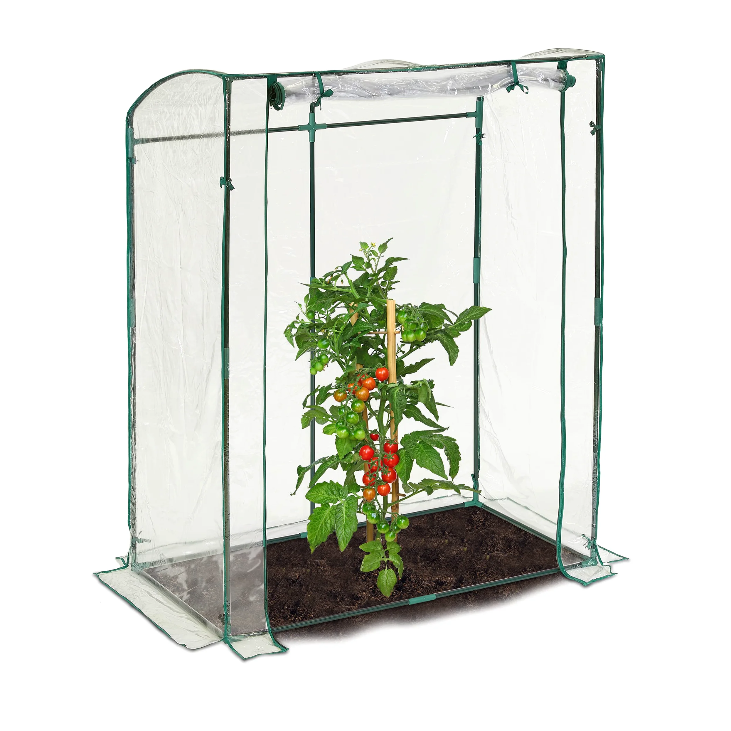 Relaxdays Serre, bâche en PVC, HLP : 170 x 130 x 75 cm, praticable avec Porte, Transparent/Vert