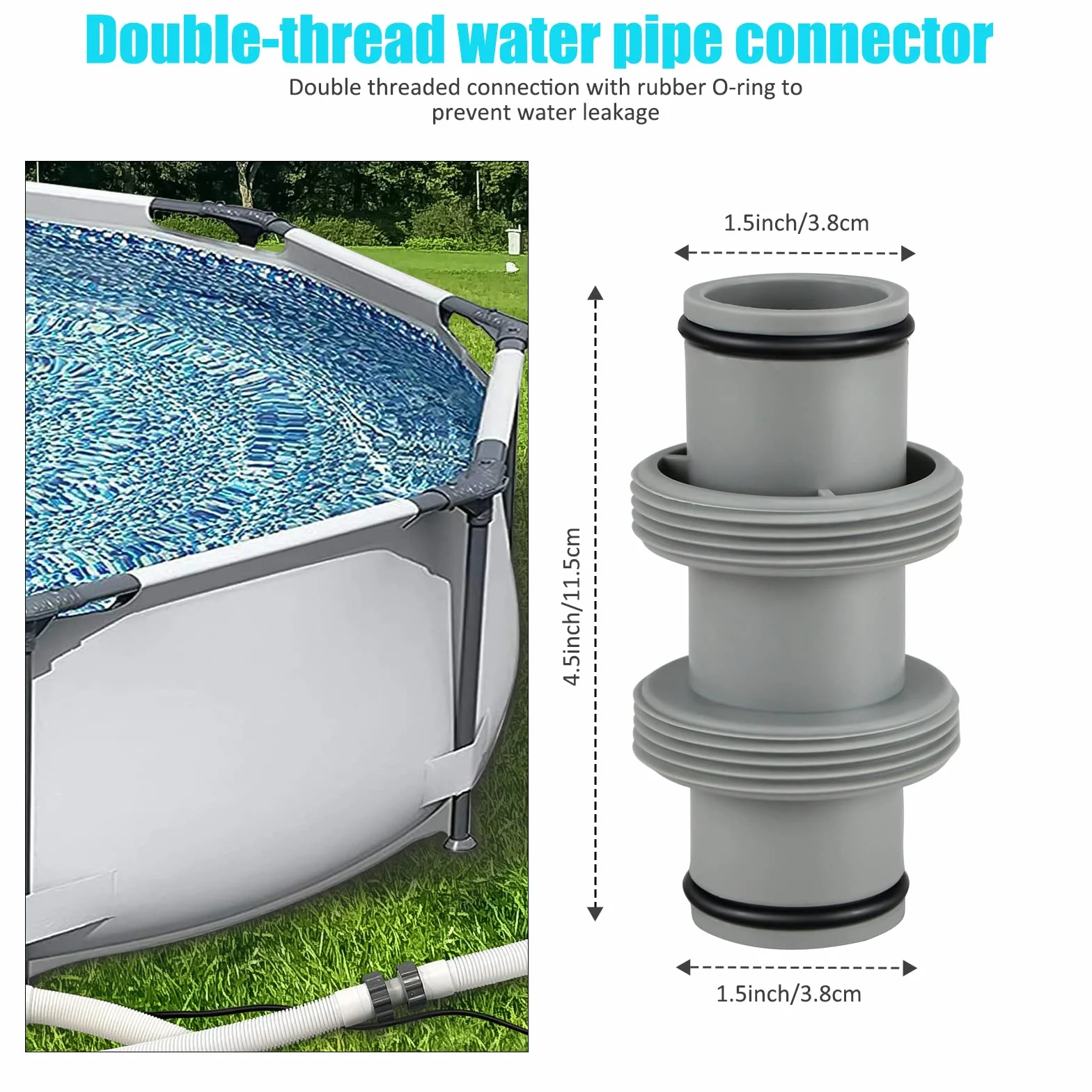 Raccord Tuyau Piscine 38mm Pompe Connecteur Adaptateur pour Intex Coleman 2 PCS
