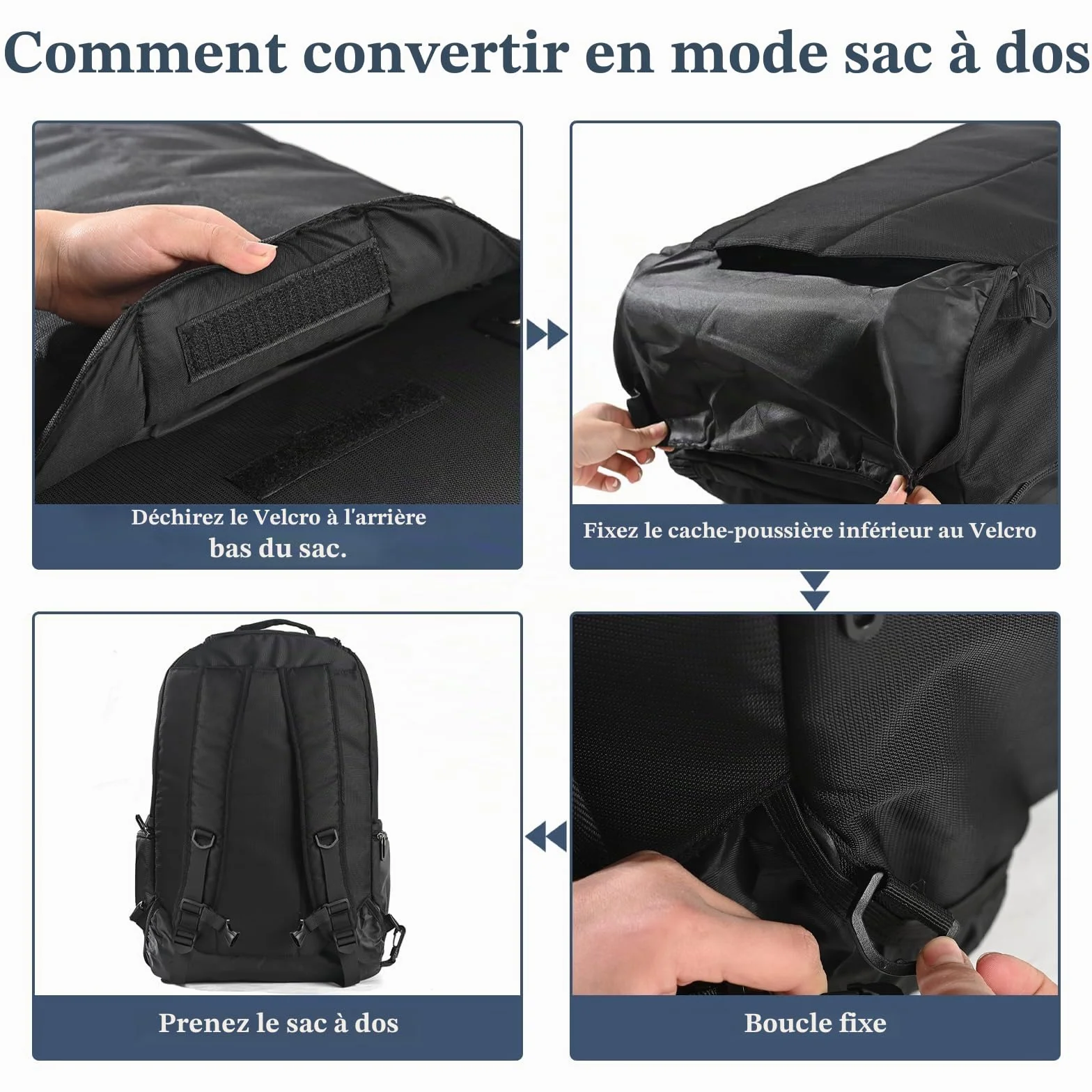 Sac à Dos à Roulettes 17,3 Pouces Bagage à Main Ordinateur Portable Noir Voyage
