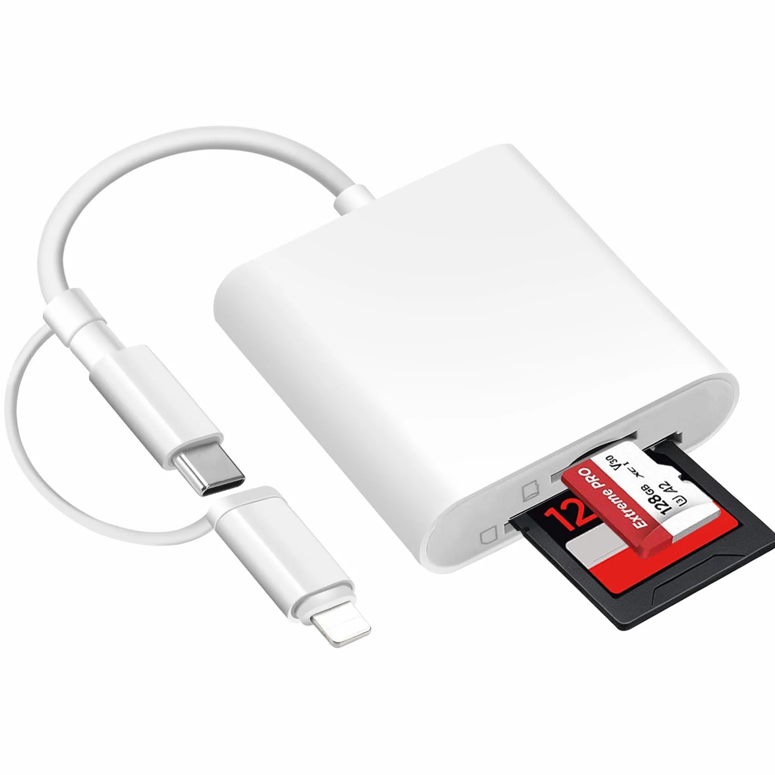 Lecteur de Carte SD Certifié Apple MFi USB-C & Lightning pour iPhone iPad Galaxy