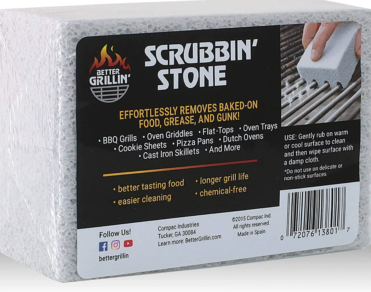 BETTER GRILLIN' Lot de 12 Pierres à récurer pour Barbecue en Verre recyclé Gris 13871