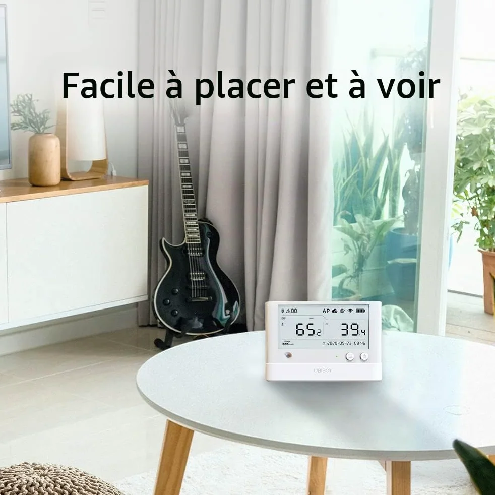 UbiBot WS1 Pro WiFi Thermomètre Hygromètre, Moniteur Intelligent de Température et d'Humidité, Pas de Frais d'Abonnement, 7 * 24 Surveillance et Alertes, Écran LCD 4,4", Fonctionne avec Alexa, IFTTT