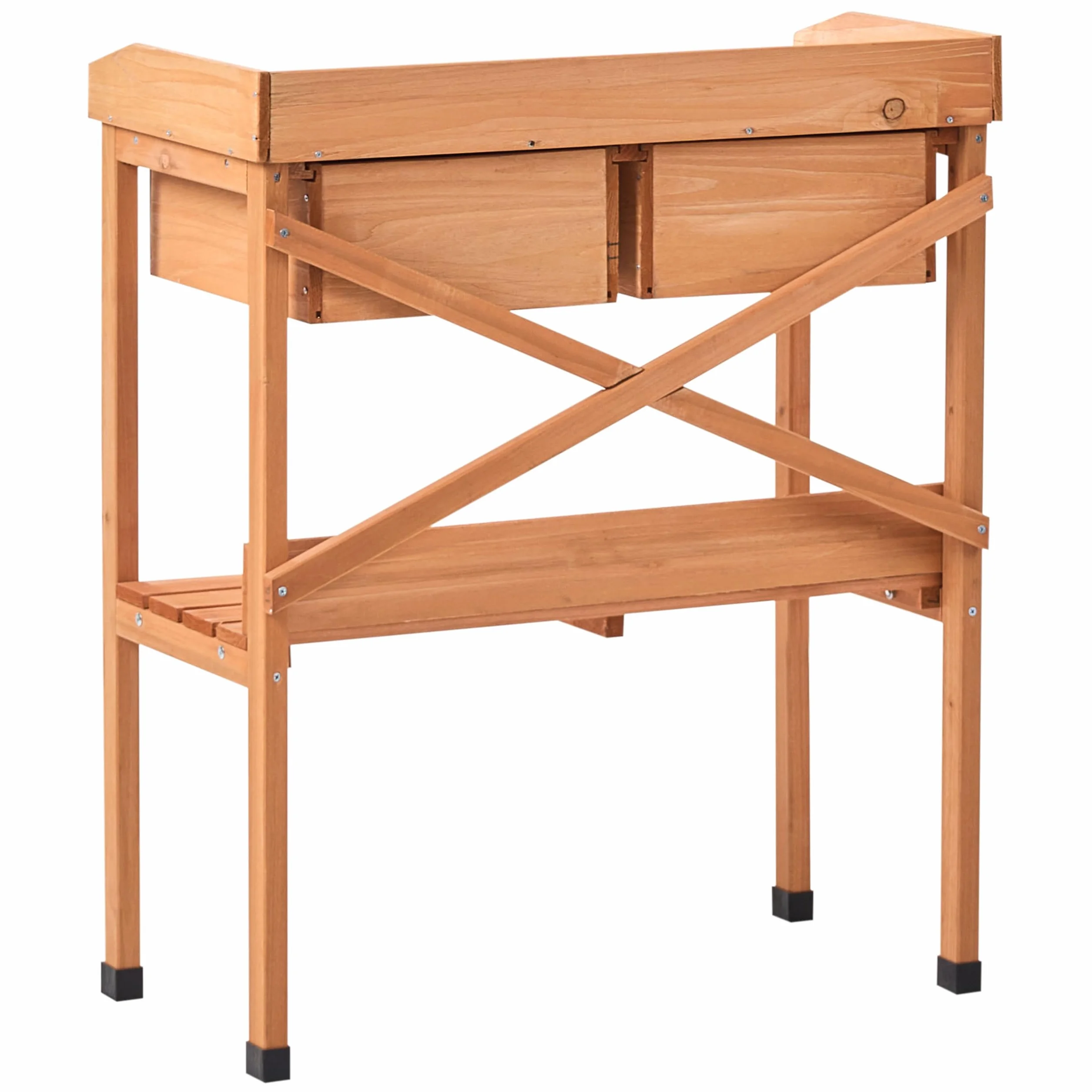 Ravanusa Table de Rempotage en Bois de Sapin 79x37x89 cm Plan de Travail en Fer Marron Clair