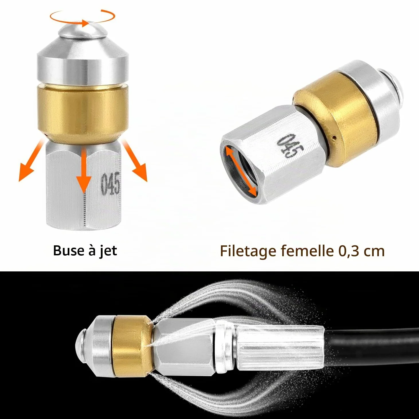 QWORK® Tuyau de nettoyage de tuyaux 30M 180bar, tuyau déboucheur flexible, avec adaptateur, compatible avec les nettoyeurs haute pression K-Series K2, K3, K4, K5, K6, K7