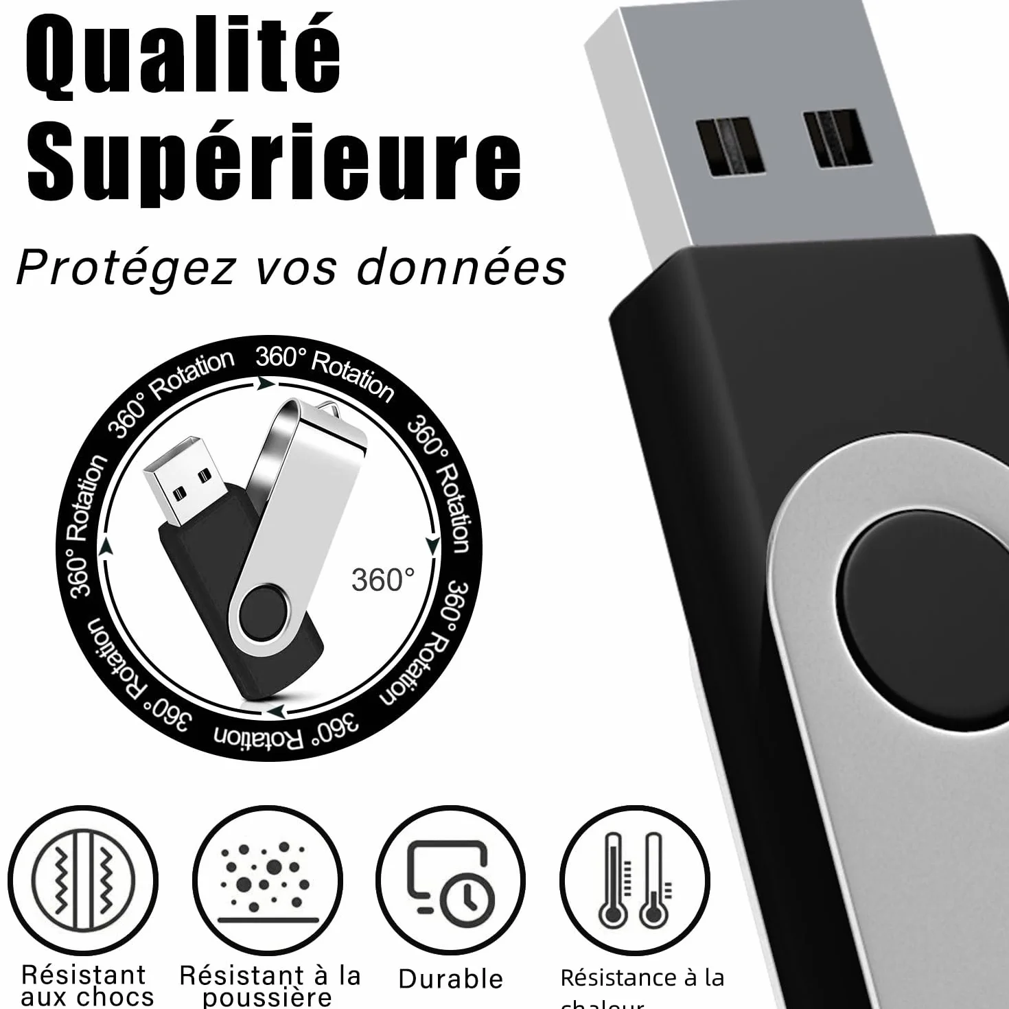 EASTBULL Clé USB 2.0 16 Go Pivotant Lot de 20