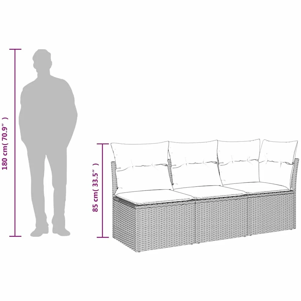 vidaXL Canapé de Jardin 3 Places Résine Tressée Noir