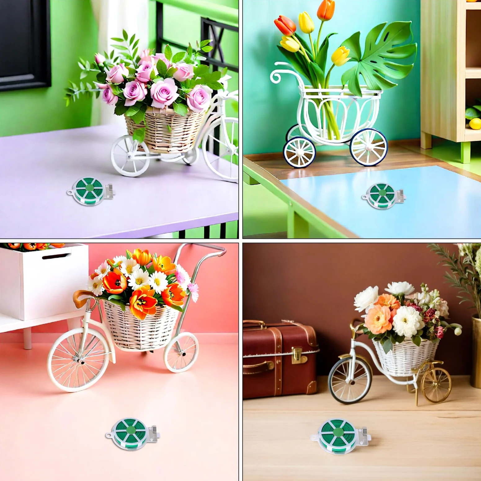 Lien Horticole Vert 12 Rouleaux en Fil de Fer Gainé Pe pour Plantes | Rouleau de 50m, Usage pour Fleurs et Végétaux Grimpants, Réutilisable pour Maintien et Rangement