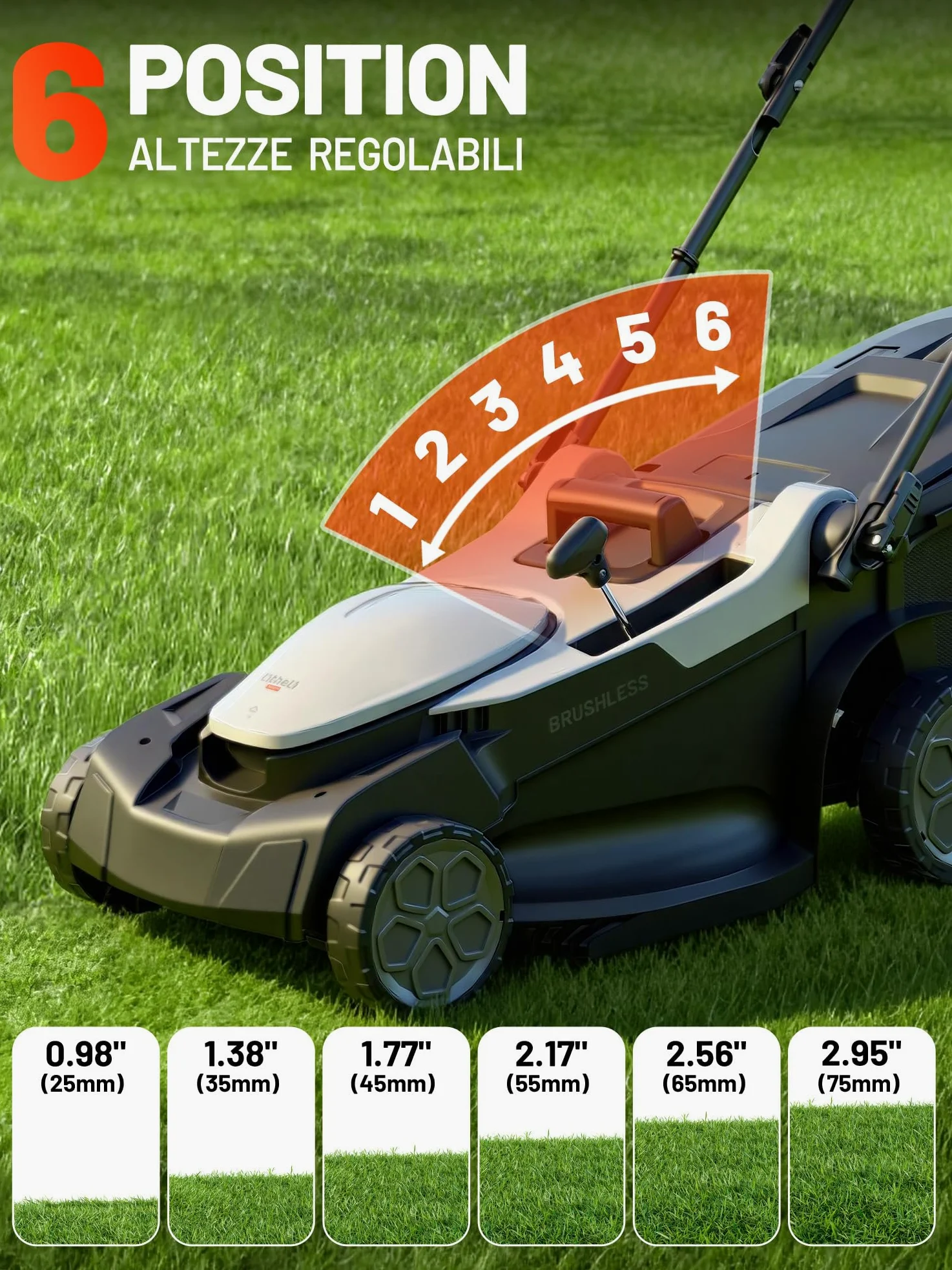 Litheli Tondeuse à Gazon sans Fil 43cm Coupe - Moteur Brushless, 2X 20V Batteries 4.0Ah, Hauteur Réglable 25-75mm, Bac 40L, pour Pelouses jusqu'à 500m² (Jardin & Petits Espaces)