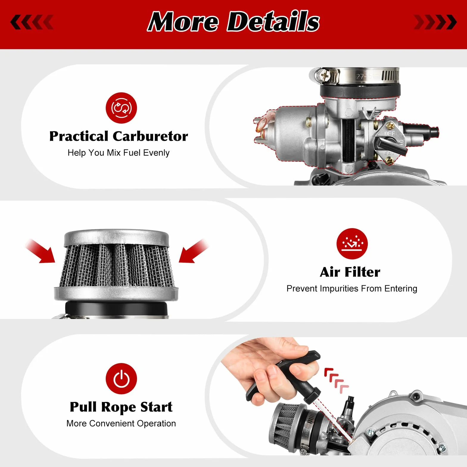 Kit démarrage mini moteur 2 temps 49 cc pour Pocket Quad Dirt Bike