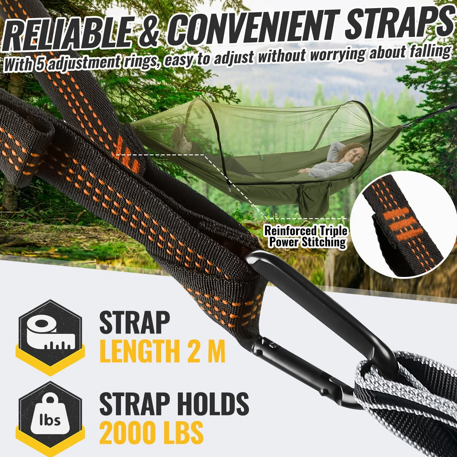 Ultra-léger Hamac Moustiquaire Capacité de Charge de 300kg | Suspendu Hamac sur Pied Respirant | Nylon Parachute Séchage Rapide Exterieur pour Camping, Randonnée, Jardin, Randonnée Pédestre