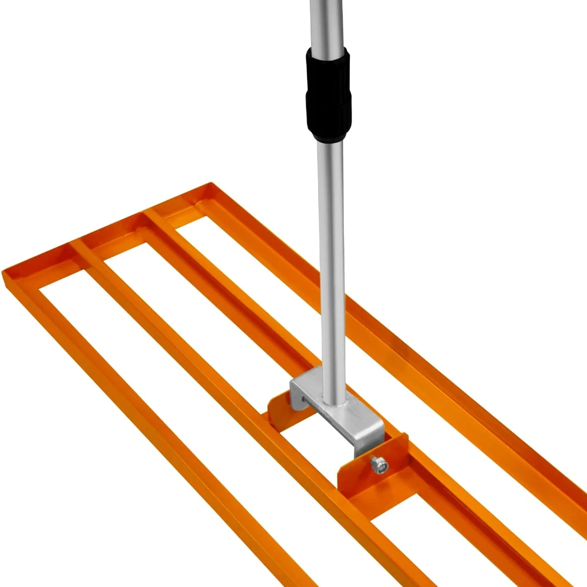 Râteau de Nivellement de Pelouse en Acier inoxydable Orange 100 cm Largeur -Parfait pour Mettre à plat : Cour de golf,terrains de Sports Jardin,Aménagement Extérieur - Manche Extensible Jusqu'à 190cm