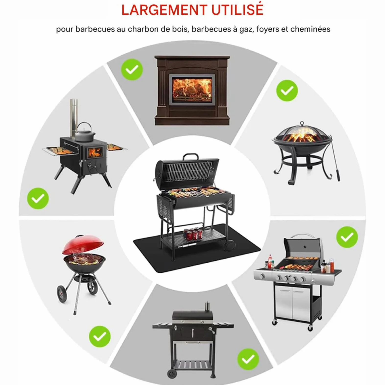 Tapis Ignifuge Résistant au Feu Tapis de Camping Portable | Tapis Pour Foyer Terrasse Ignifuge Pour Barbecue, Cuisson, Feu de Camp, Terrasse, Patio, Extérieur, Jardin, Sol, Tente et