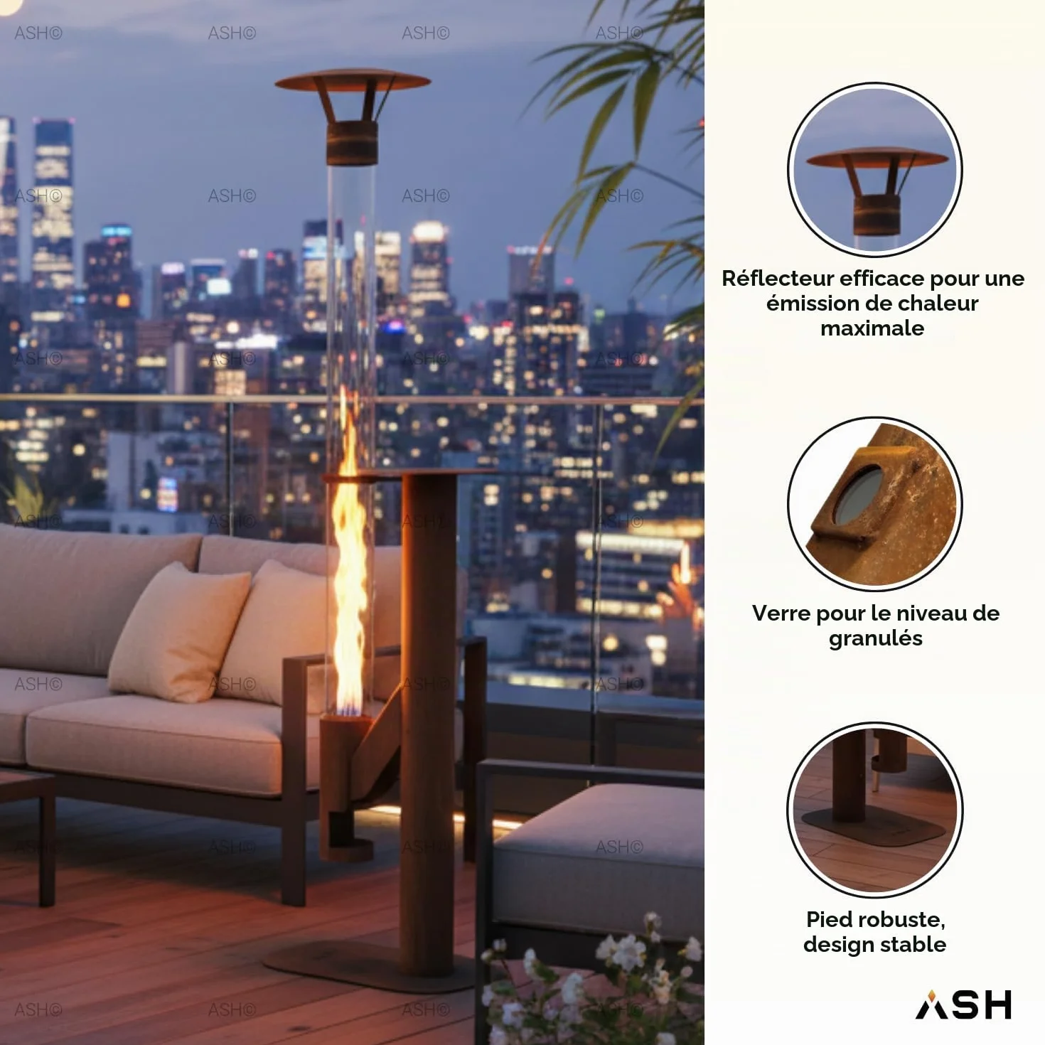 Poêle à granulés Acier Corten 183 cm Cheminée de Jardin Chauffage de terrasse