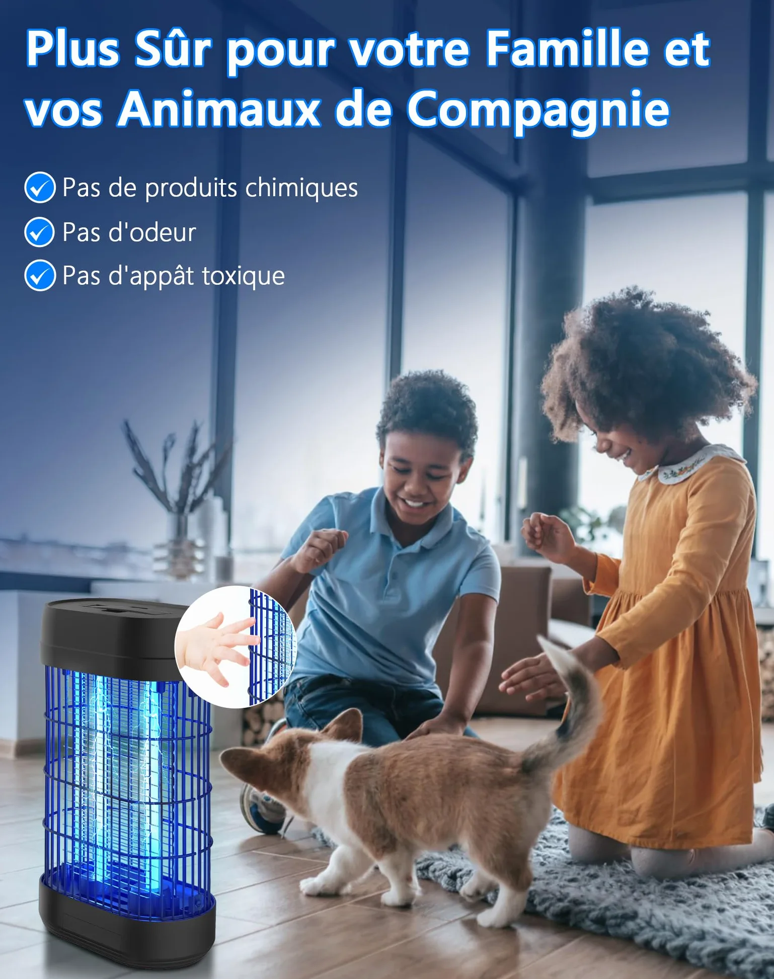 Lampe Anti Moustique, 18W UV Tue Mouche Eléctrique Couvrant 80m², Anti Insectes Moucherons Mites Intérieur Extérieur,Piège à Moustique pour Jardin Terrasse Piscine Chambre Maison Cuisine