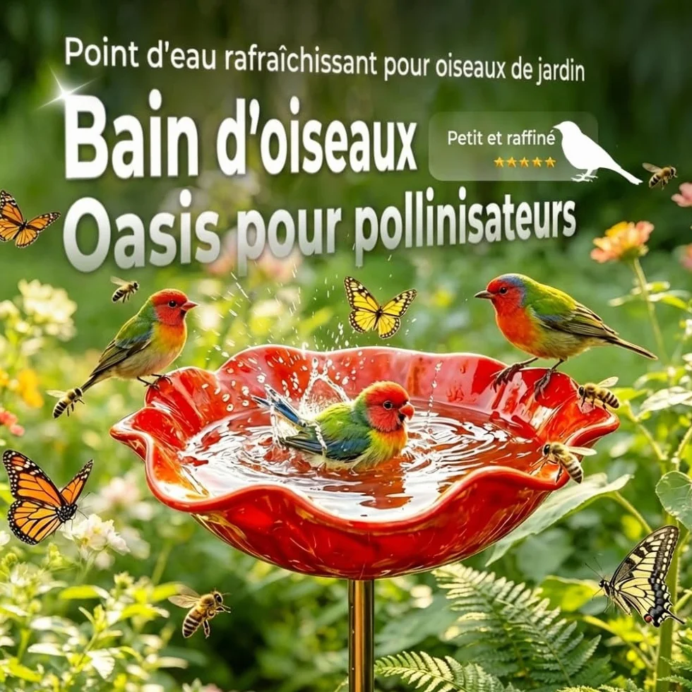 Mangeoire Oiseaux Exterieur Metallic Fonte 60cm 4 Pieces