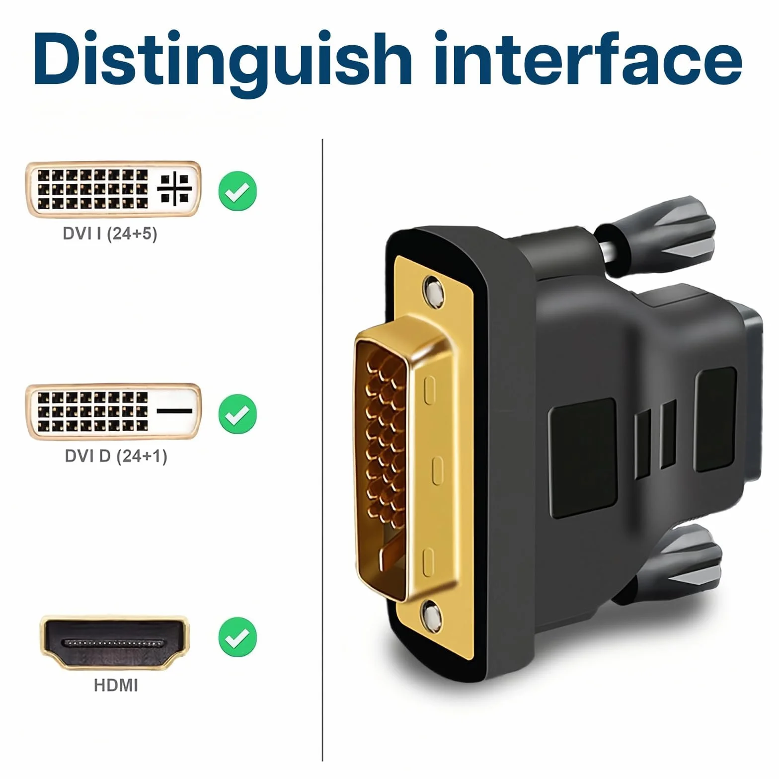 MMOBIEL Adaptateur HDMI vers DVI Bidirectionnel DVI-D Mâle Dual Link vers HDMI Femelle 1080p Full HD 60Hz Connecteur Or