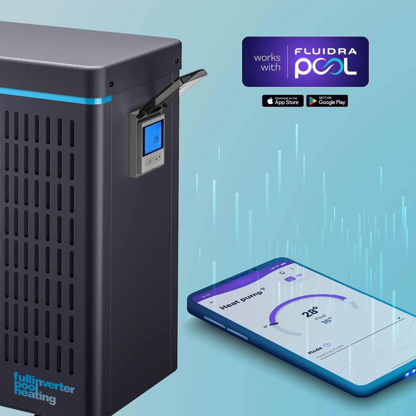Bomba de Calor Full Inverter Para Piscinas Hasta 75 m3 Conectividad Fluidra App