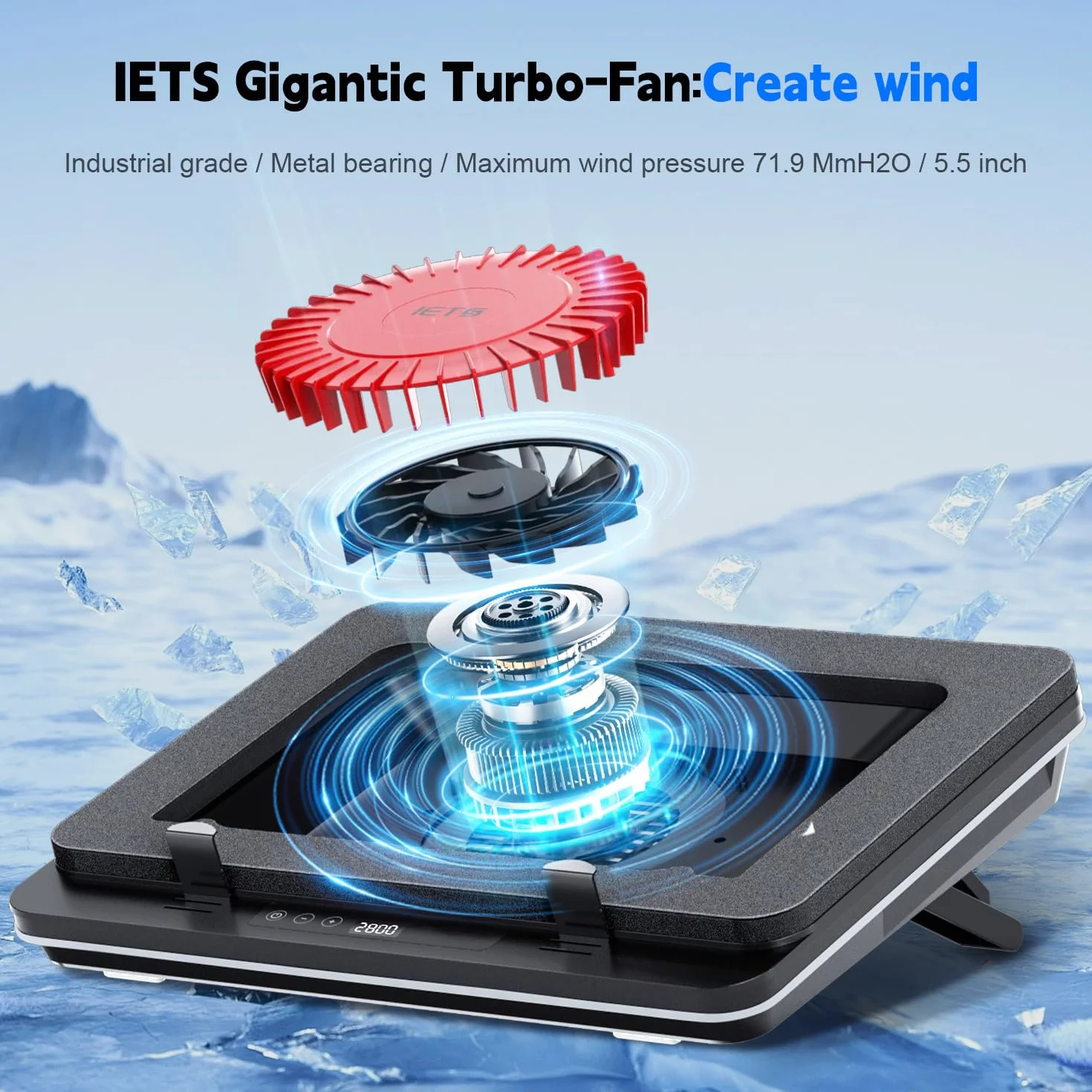 IETS GT600 Tapis de refroidissement pour ordinateur portable, ventilateur turbo 14 cm, mousse scellée