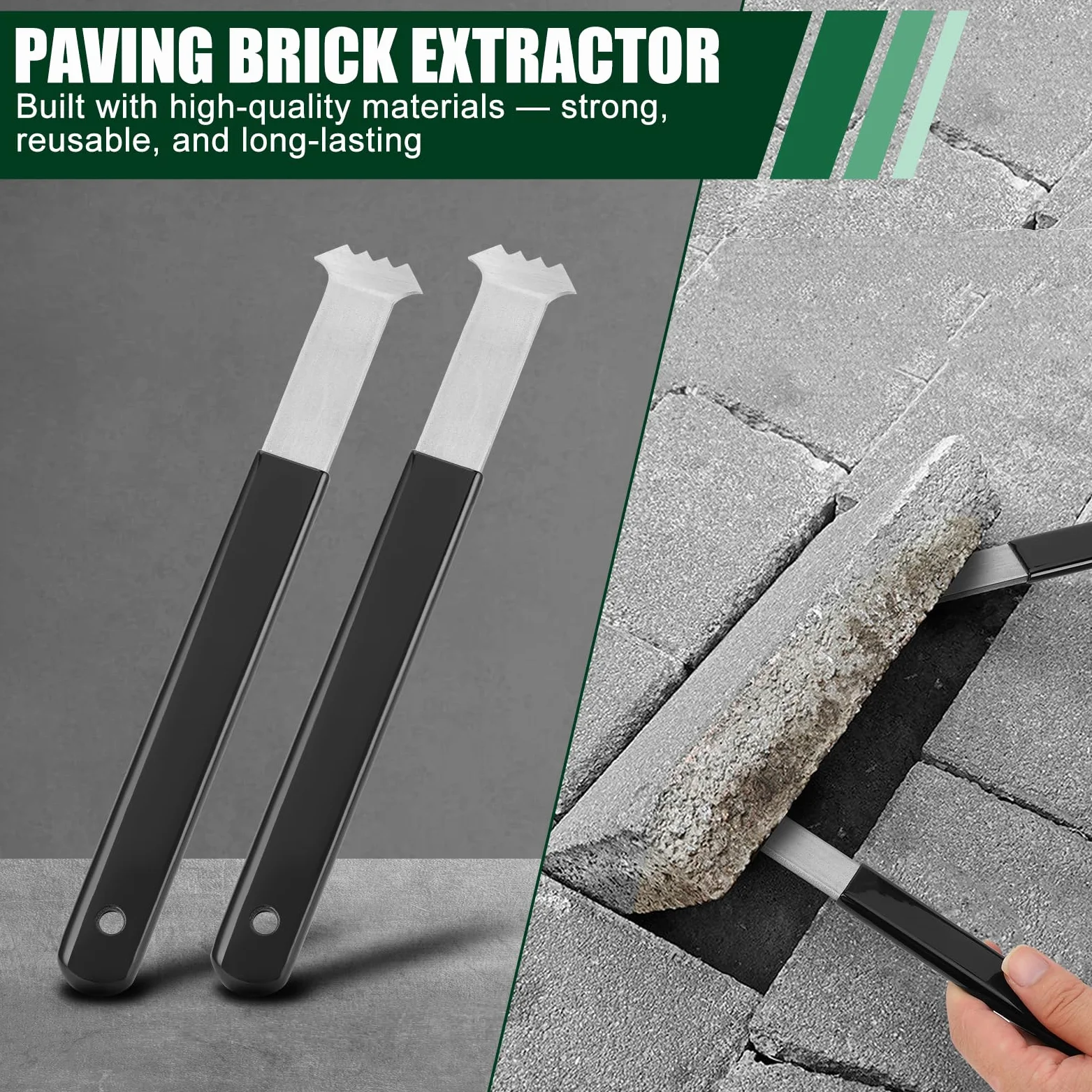 Outil d'extraction de pavé avec grattoir à double joint, outil de retrait de brique, outil de retrait de pavés robuste, extracteur de pavés de terrasse, outil de retrait de pavés, planche de