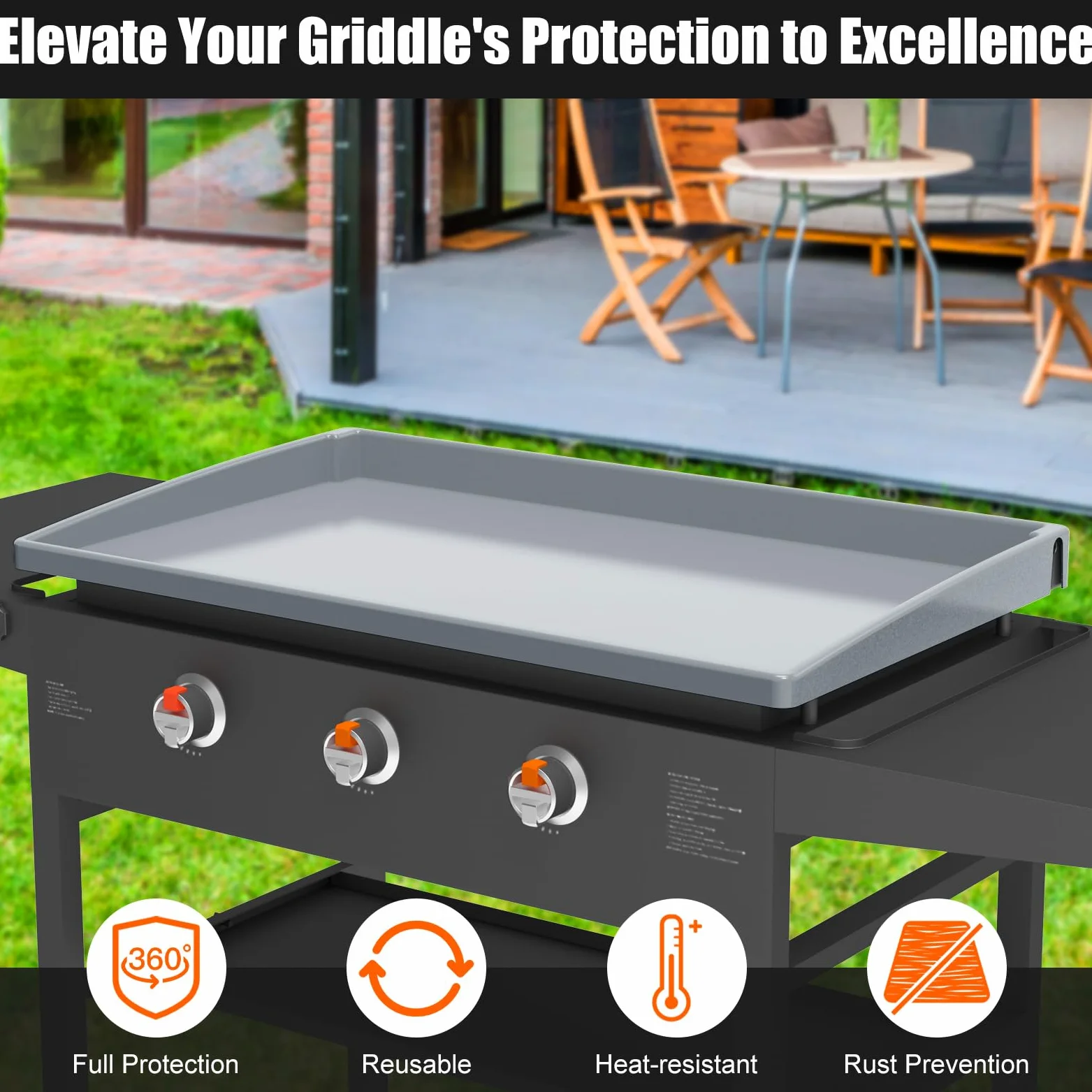 Tapis de cuisson en silicone pour Blackstone – 71,1 cm – Couverture complète robuste de qualité alimentaire pour toutes les saisons