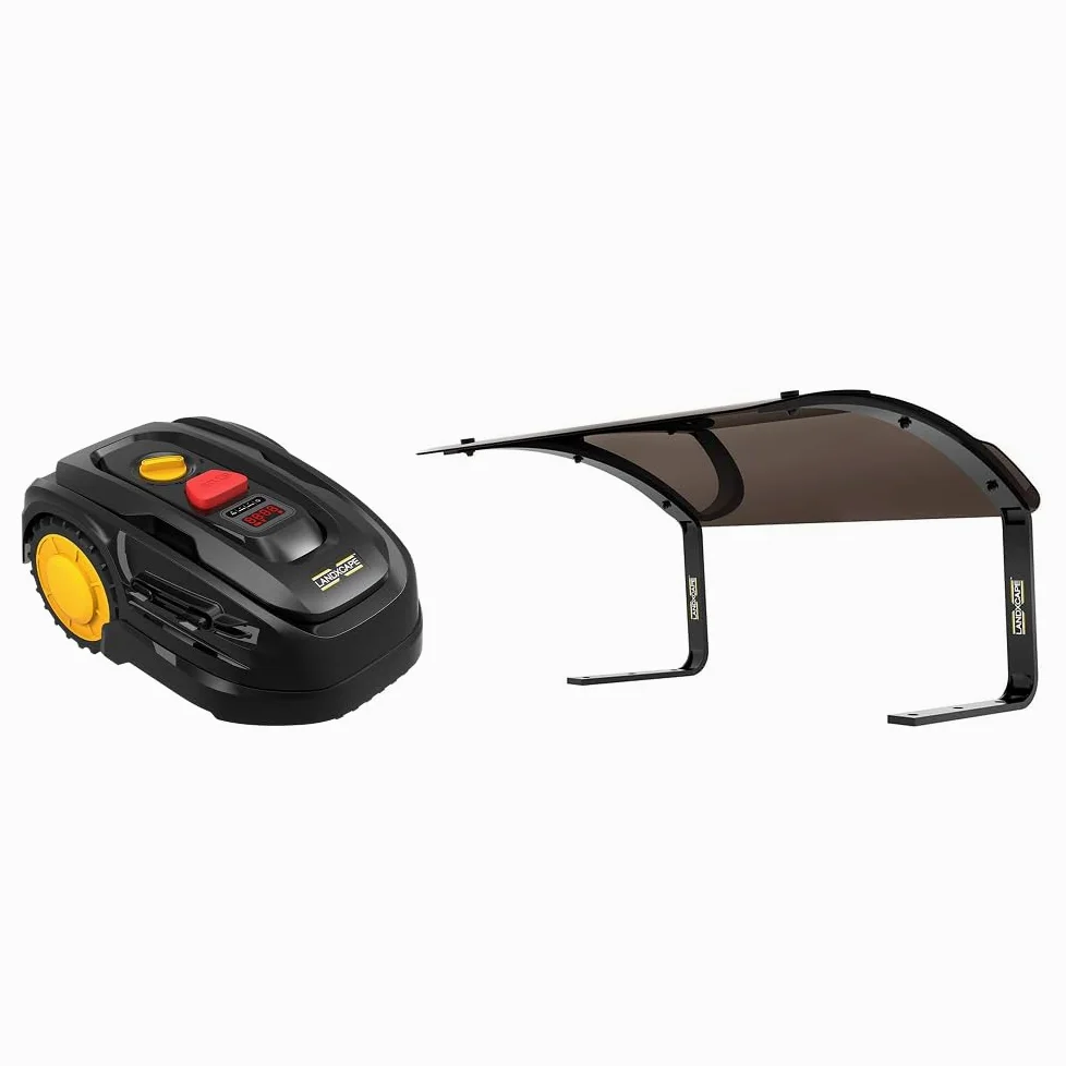 LANDXCAPE Kit Robot Tondeuse 300m² LX799 + Garage de Protection LA7000, Tondeuse Robot Sans Fil avec Installation Facile, Coupe Mulching 3 Lames, Retour Automatique, Abri Anti-Pluie Anti-Soleil Anti-V