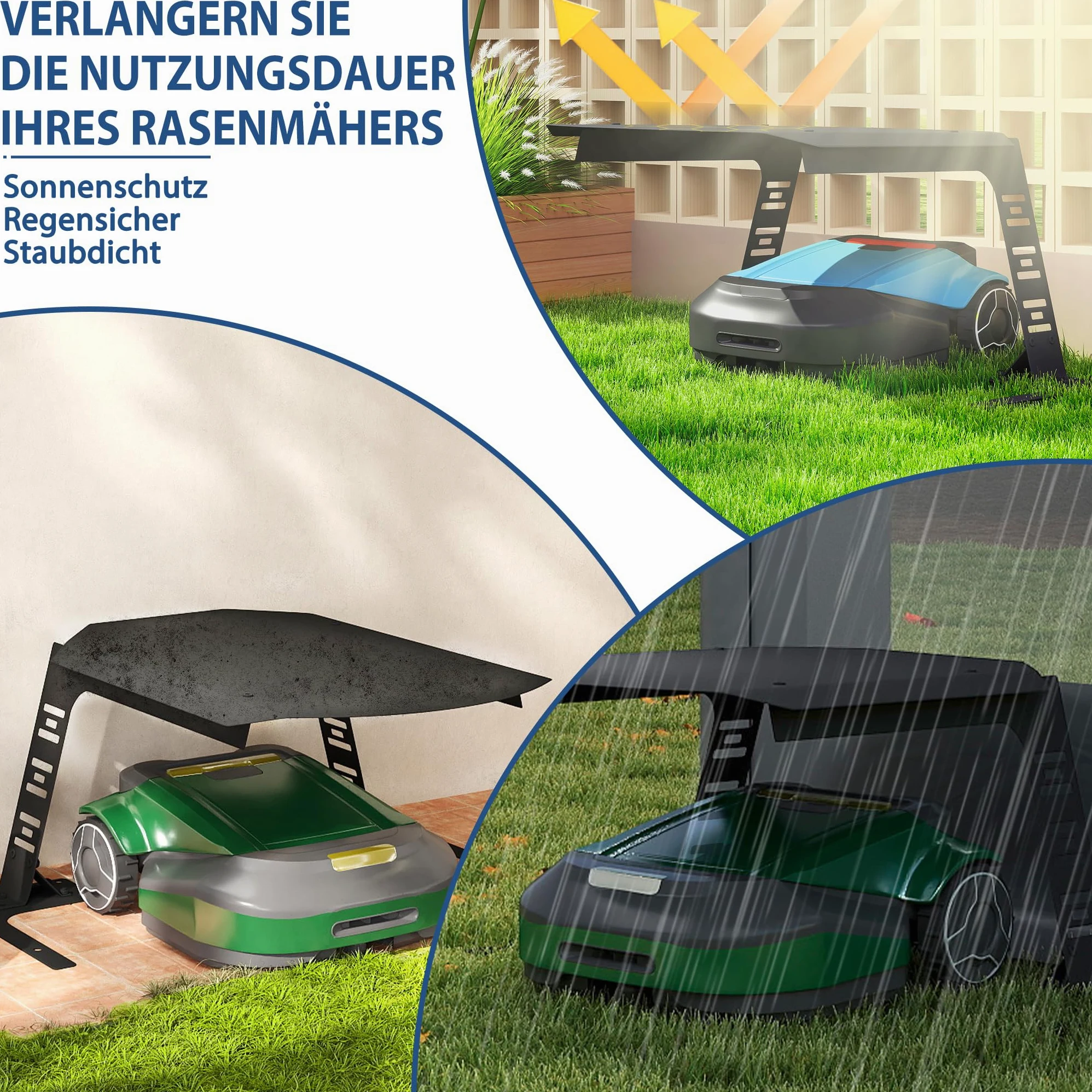 Garage pour robot tondeuse en métal anthracite 77 x 94 x 36 cm | La variante en acier inoxydable offre une utilisation à long terme, convient aux robots à gazon courants avec station de