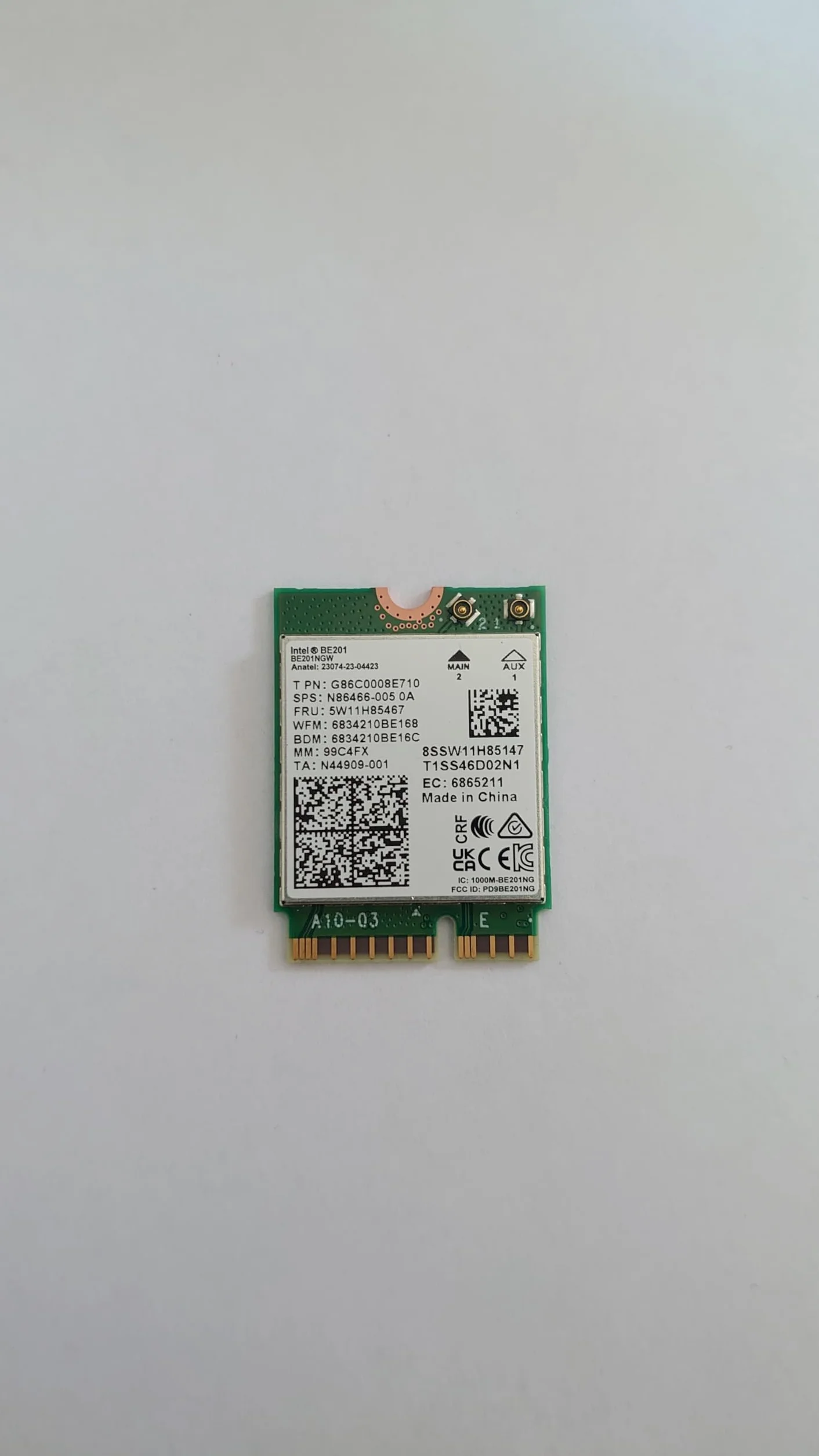 Intel Adaptateur Wi-Fi 7 M.2 1216 2x2 Tri-bande BT 5.4 pour ordinateur portable