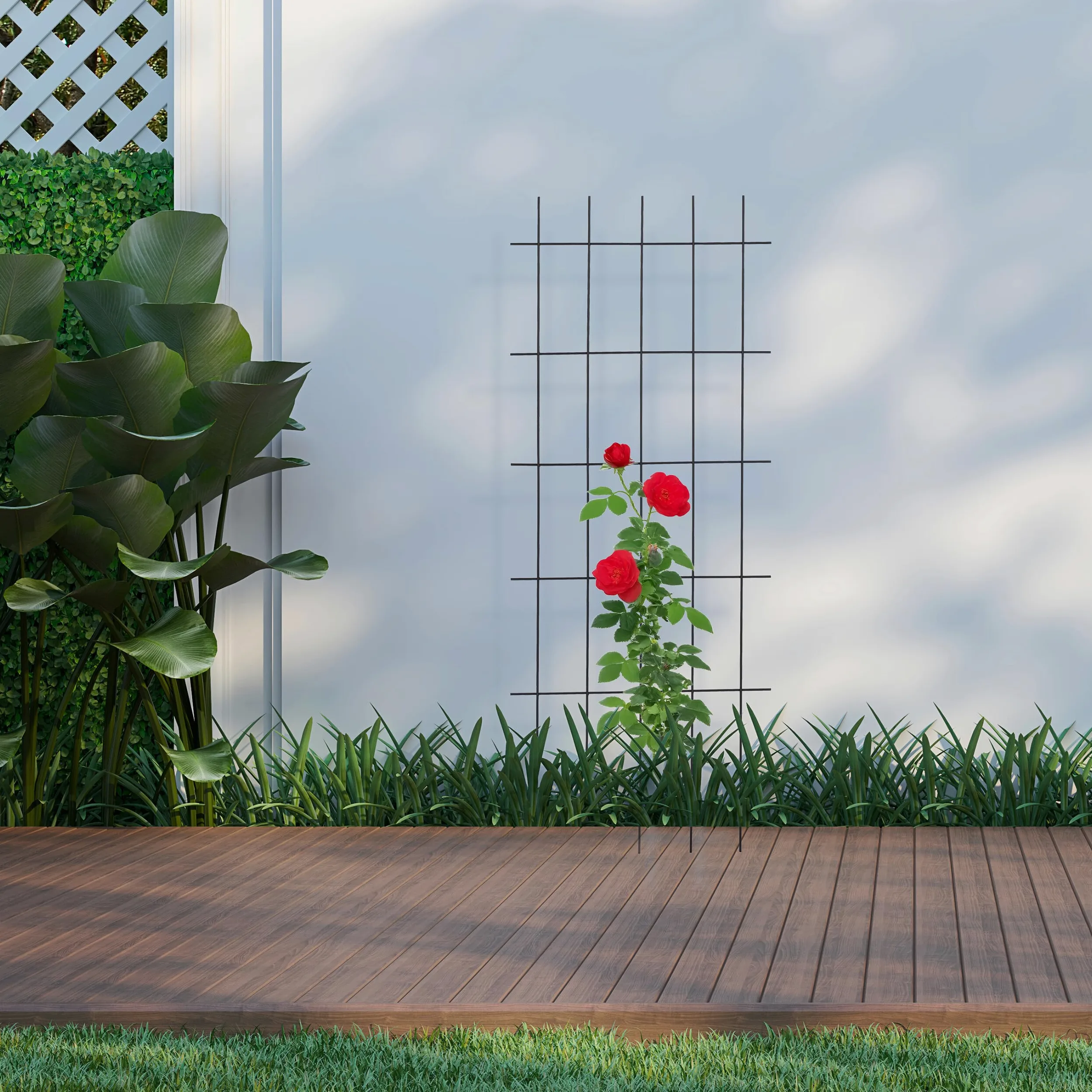 Relaxdays Tuteur à tomates, Non Fixe, métal, à Planter, H x L : 150 x 60 cm, pour trésors Verts du Jardin, Noir