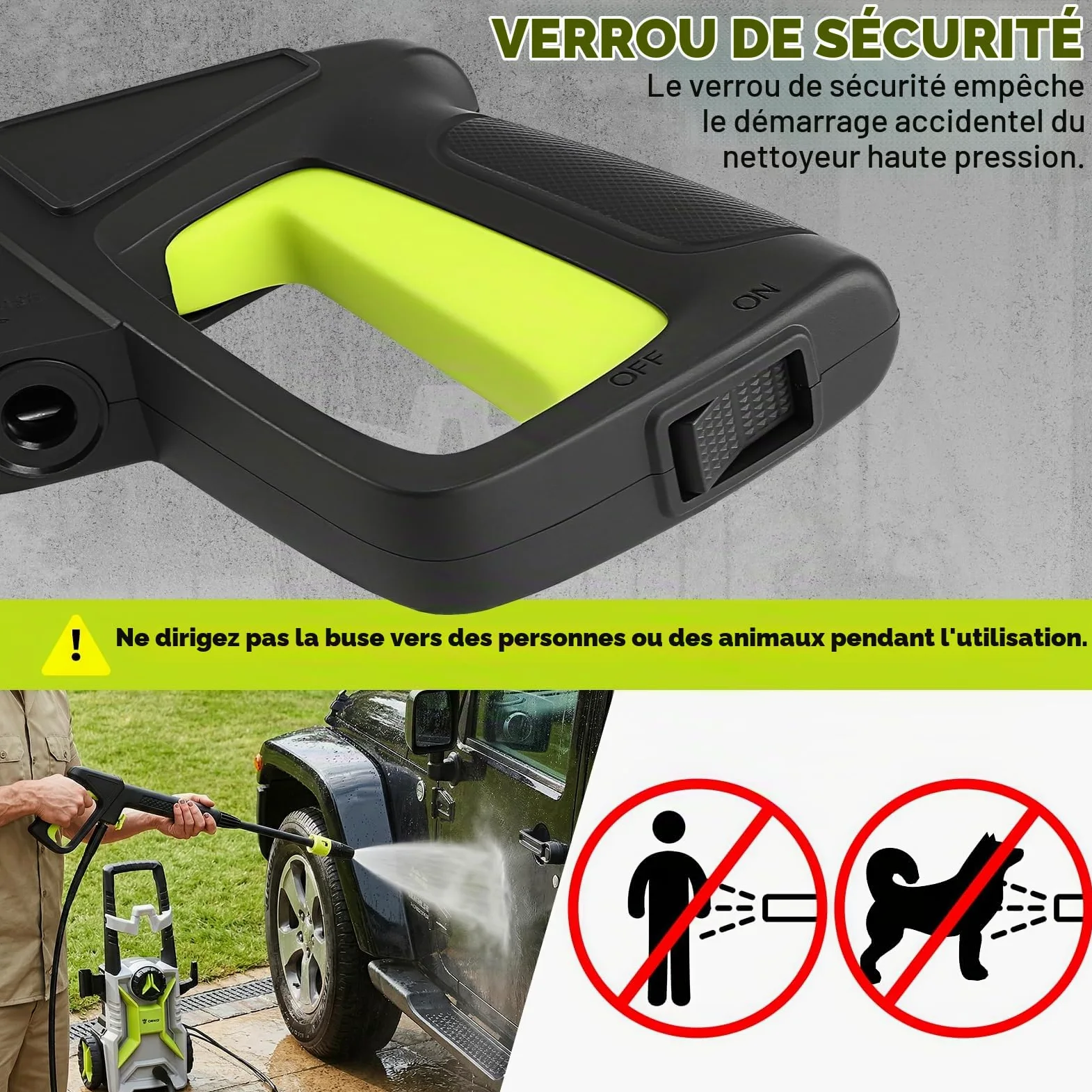 Nettoyeur Haute Pression 160 Bar: DEKOPRO 2200W Nettoyeur Haute Pression Terrasse 360 L/h pour l'Entretien des Cours, des Jardins et Le Lavage des Voitures