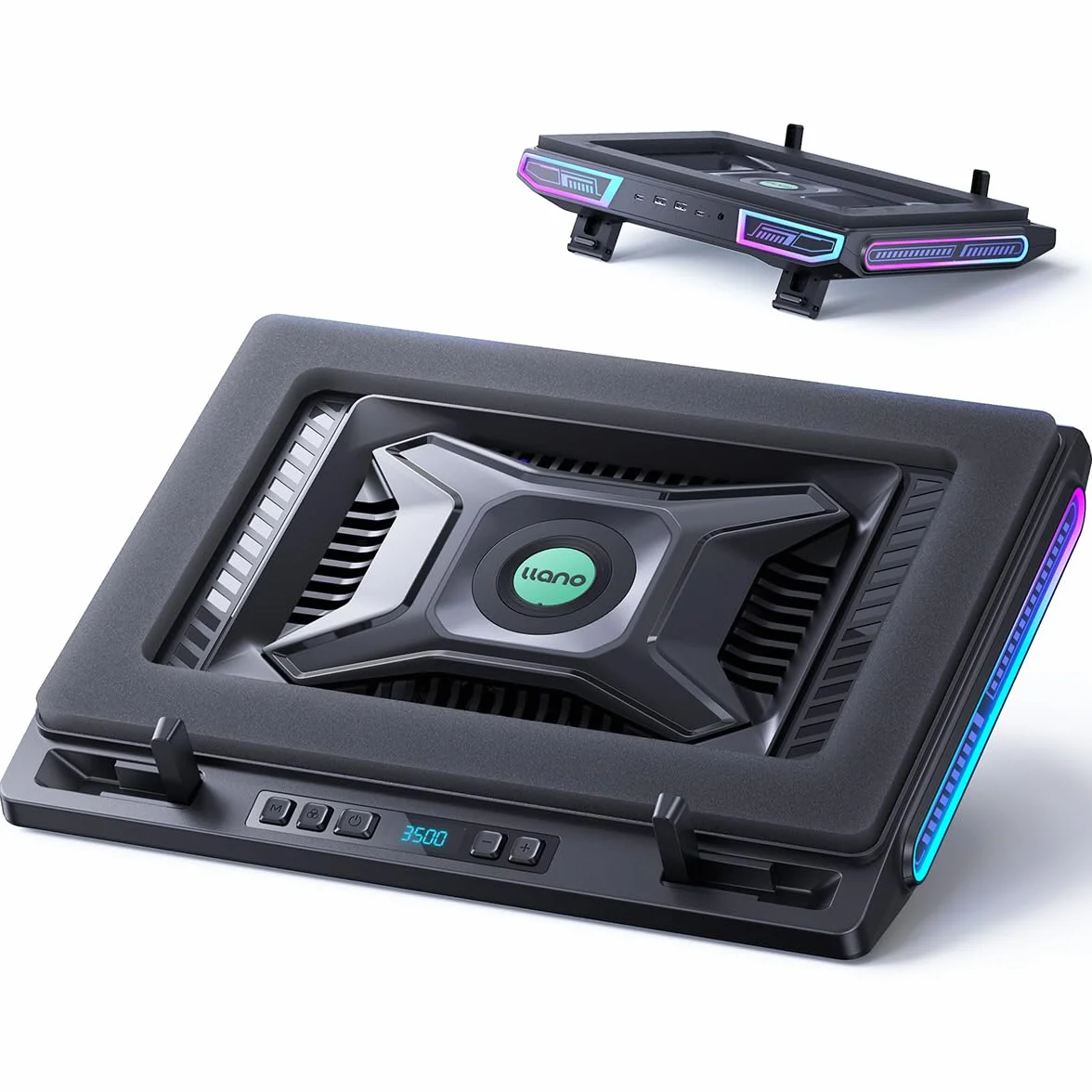 Rafraîchisseur de Portable Ventilateur PC 13-17.3 Pouces 12 cm Grand Ventilateur Turbo 4 Ports USB