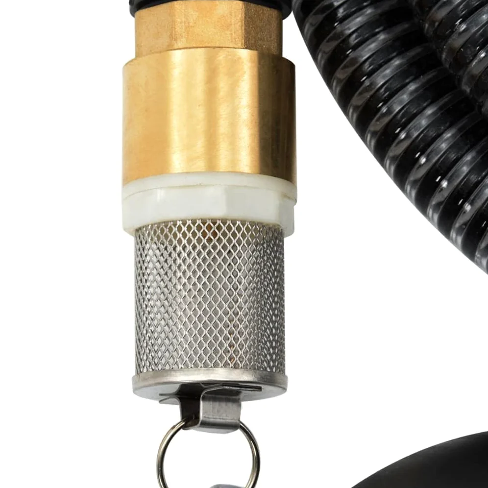 Tuyau d'Aspiration 10 m Noir PVC 1" 25 mm avec Raccords Laiton, Crépine & Clapet de Pied Flottant, Pompe Jardin Filtre Eau Domestique, Pression 6 Bar