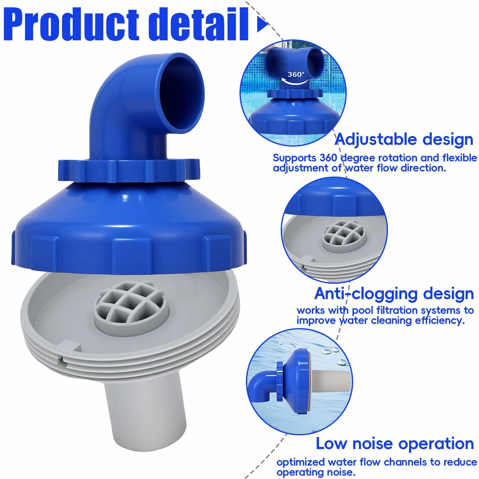 Buse de remplissage de piscine 32 mm, rotative 360°, diamètre 32/38, kit accessoires pour piscine hors-sol Bestway Intex