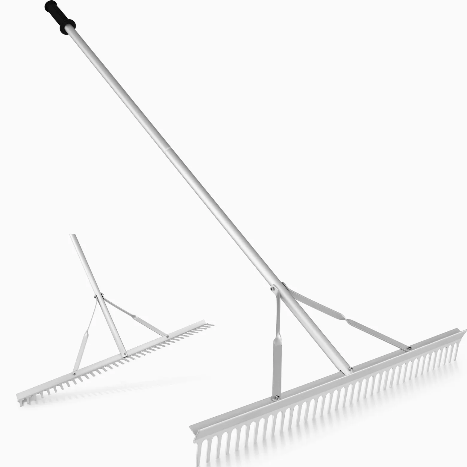 GOPLUS Râteau de Paysage, Râteau Jardin en Aluminium avec Tête Double Face de 91 cm, 36 Dents, Manche Antidérapant 174 cm, pour Niveler, Ameublir Le Sol, Entretien Pelouse, Lac et Plage