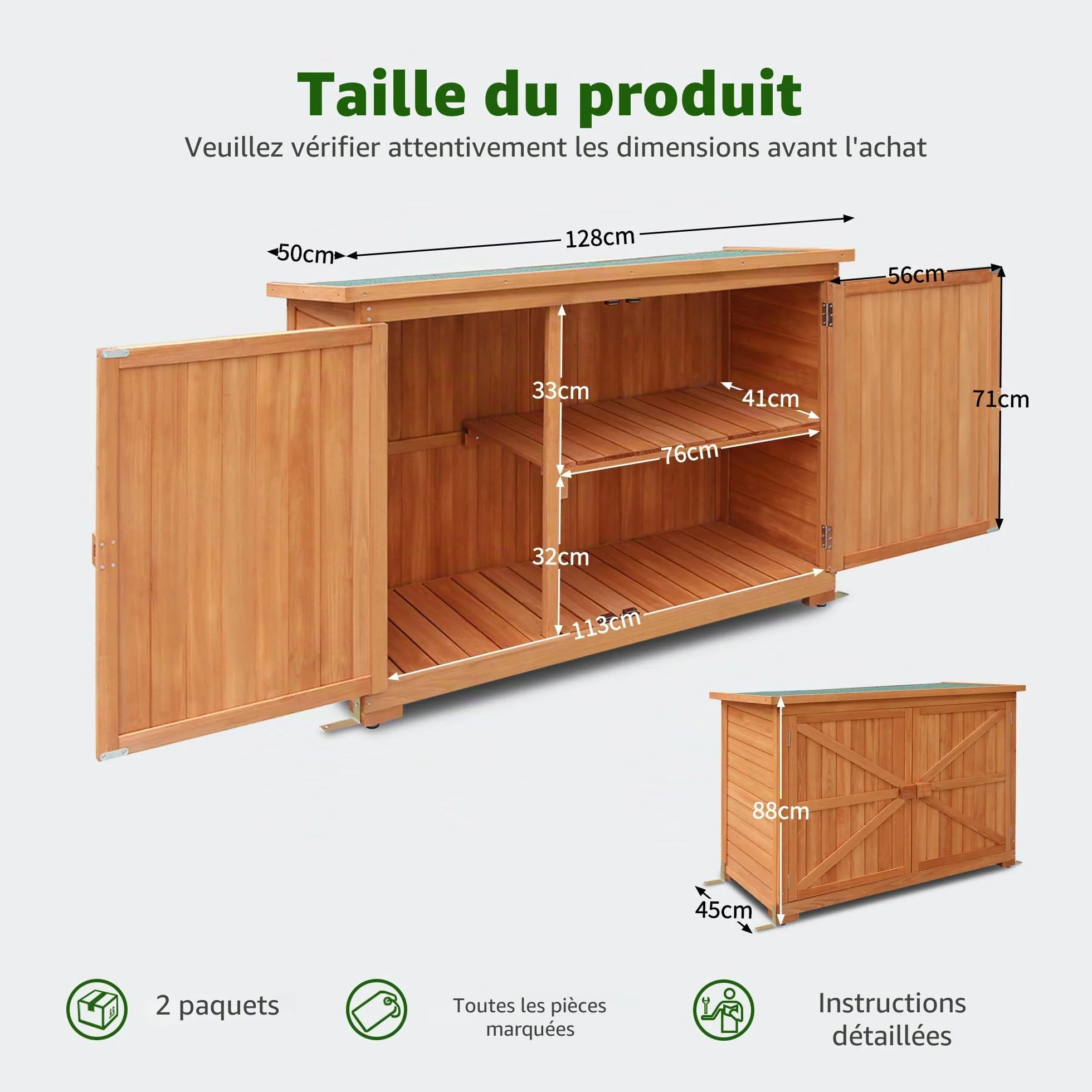 MCombo Armoire de Jardin Armoire d'extérieur Abri à Outils Bois