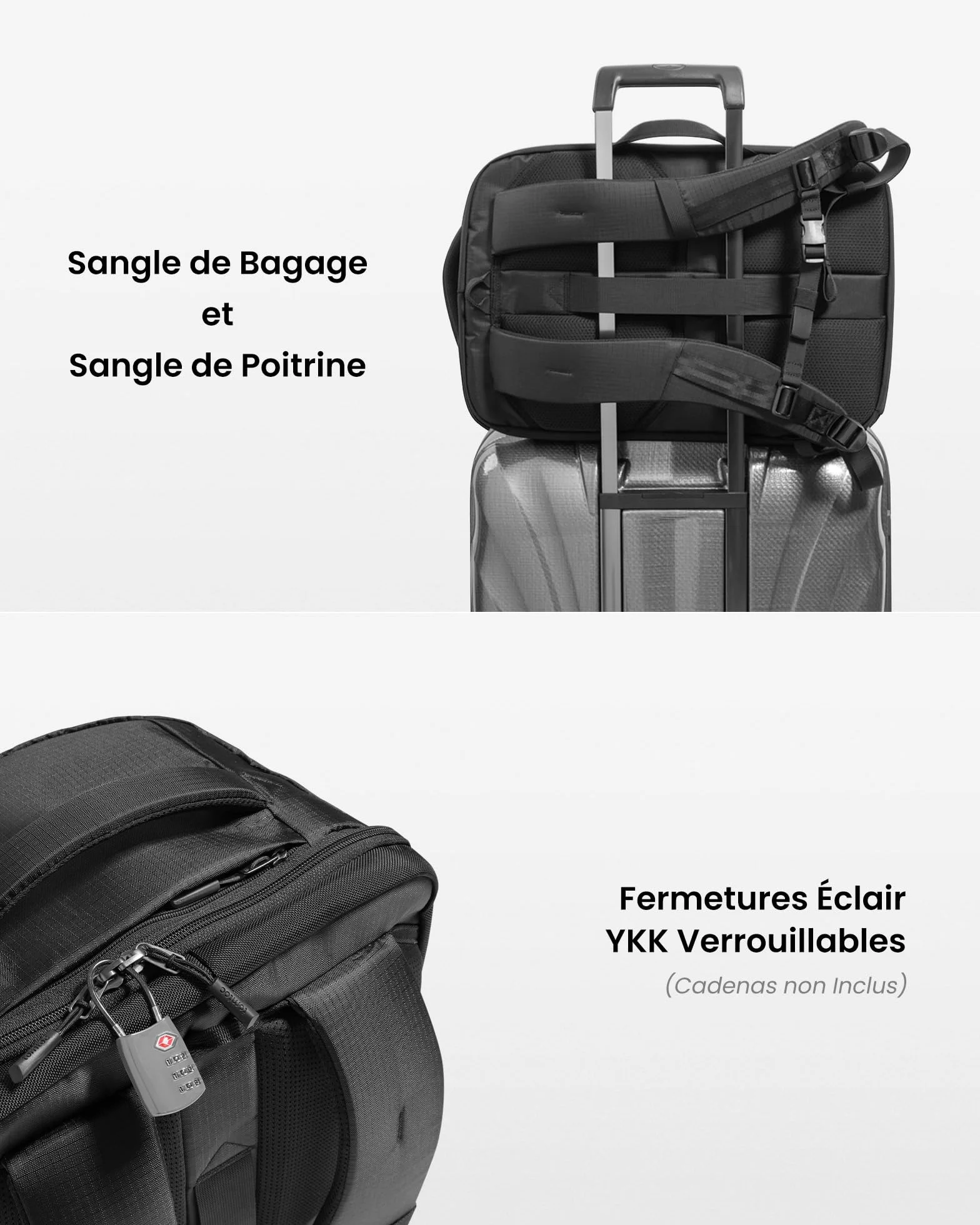 Tomtoc Sac à Dos de Voyage 40L, Bagage Cabine Imperméable TSA, Ordinateur 17,3 Pouces