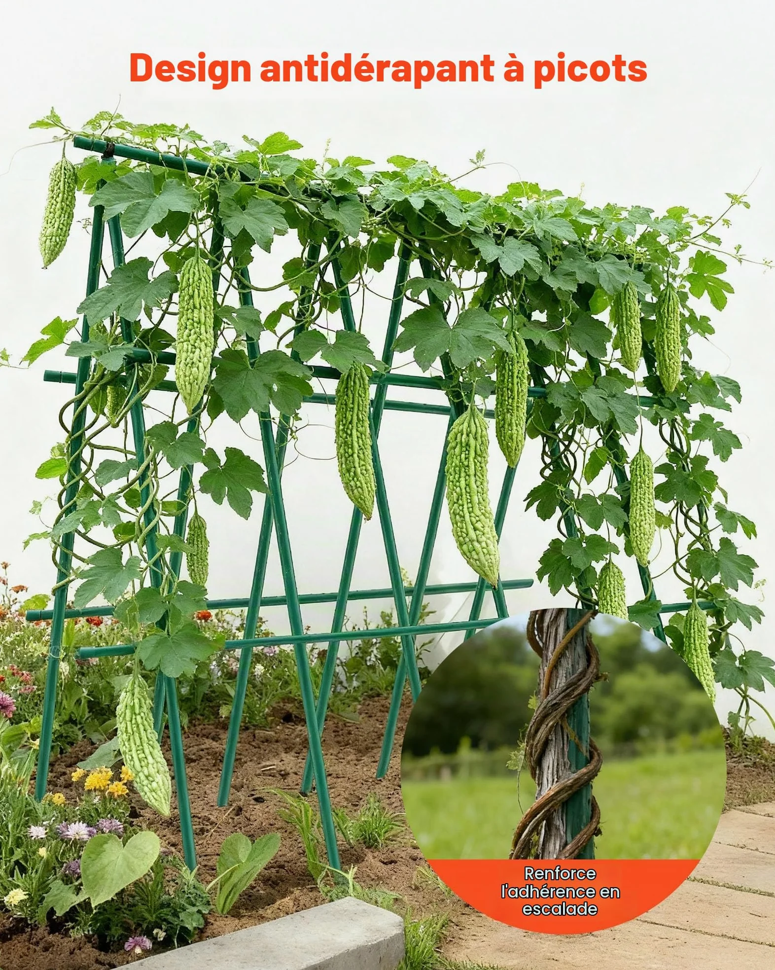 VEVOR Tuteur Plante 1,7 m Tuteur Plante Grimpante 15 PCS Tuteurs à Tomates Jardin pour Soutien Plantes Grimpantes Légumes Extérieur, Métal Recouvert Plastique Extrémité Pointue Picots Antidérapants