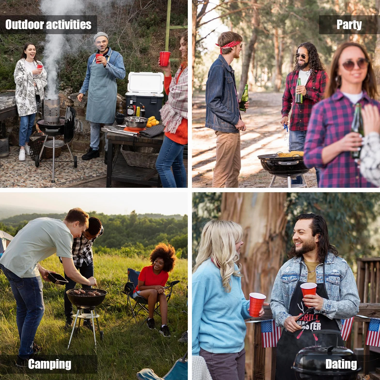 Ensemble Ustensiles Barbecue en Acier Inoxydable avec Sac, Spatule et Fourchette pour Extérieur