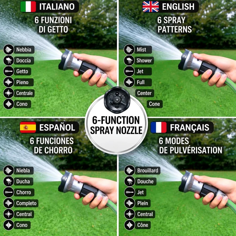 Idroeasy 30 Mètres - Tuyau d'Arrosage Extensible Tuyau d'Arrosage Anti Torsion, Eau Jardin Irrigation Pipe Anti-nœud