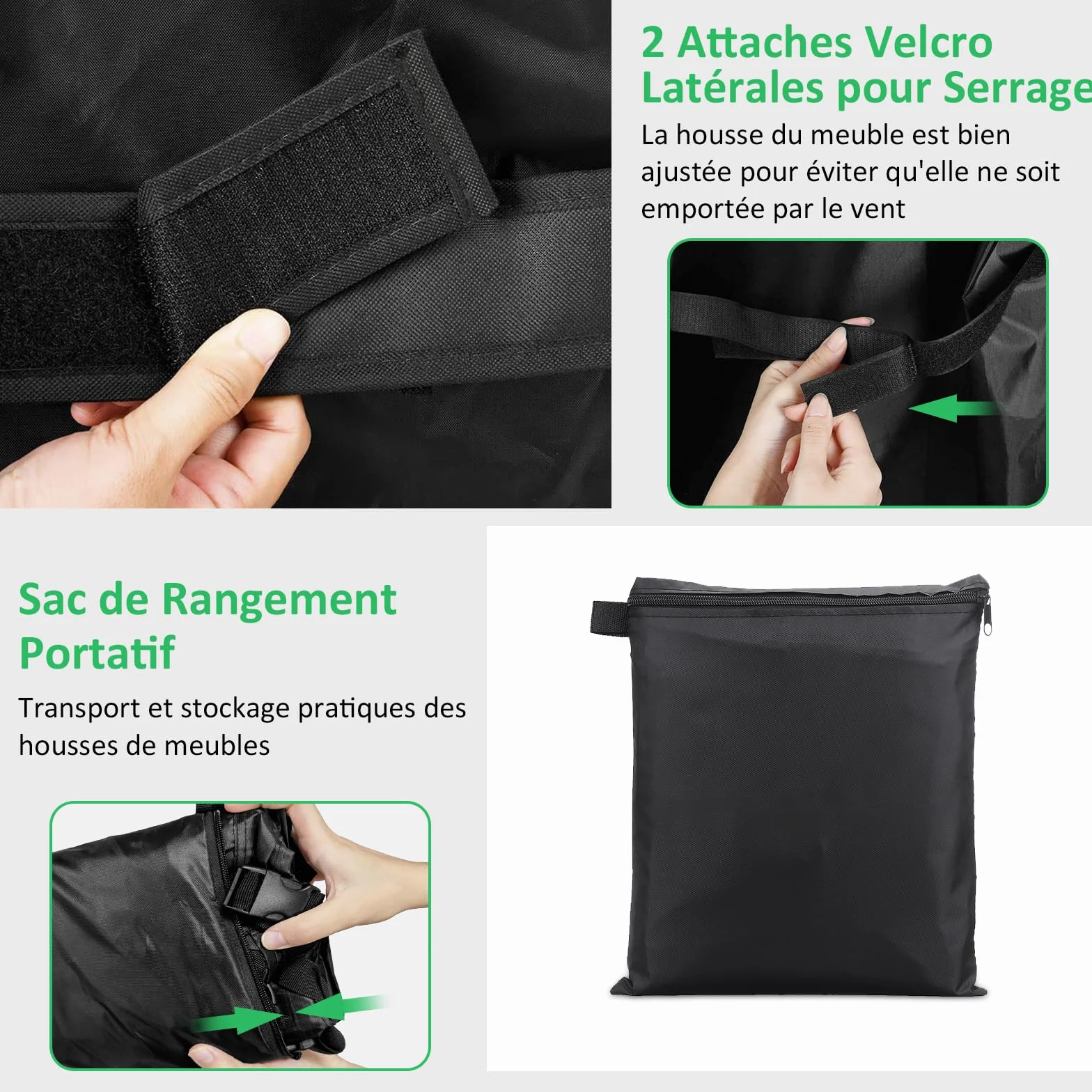 Housses de Canapés de Jardin 600D Oxford Imperméable Anti-UV Protection Banc Extérieur 190x70x65/94cm