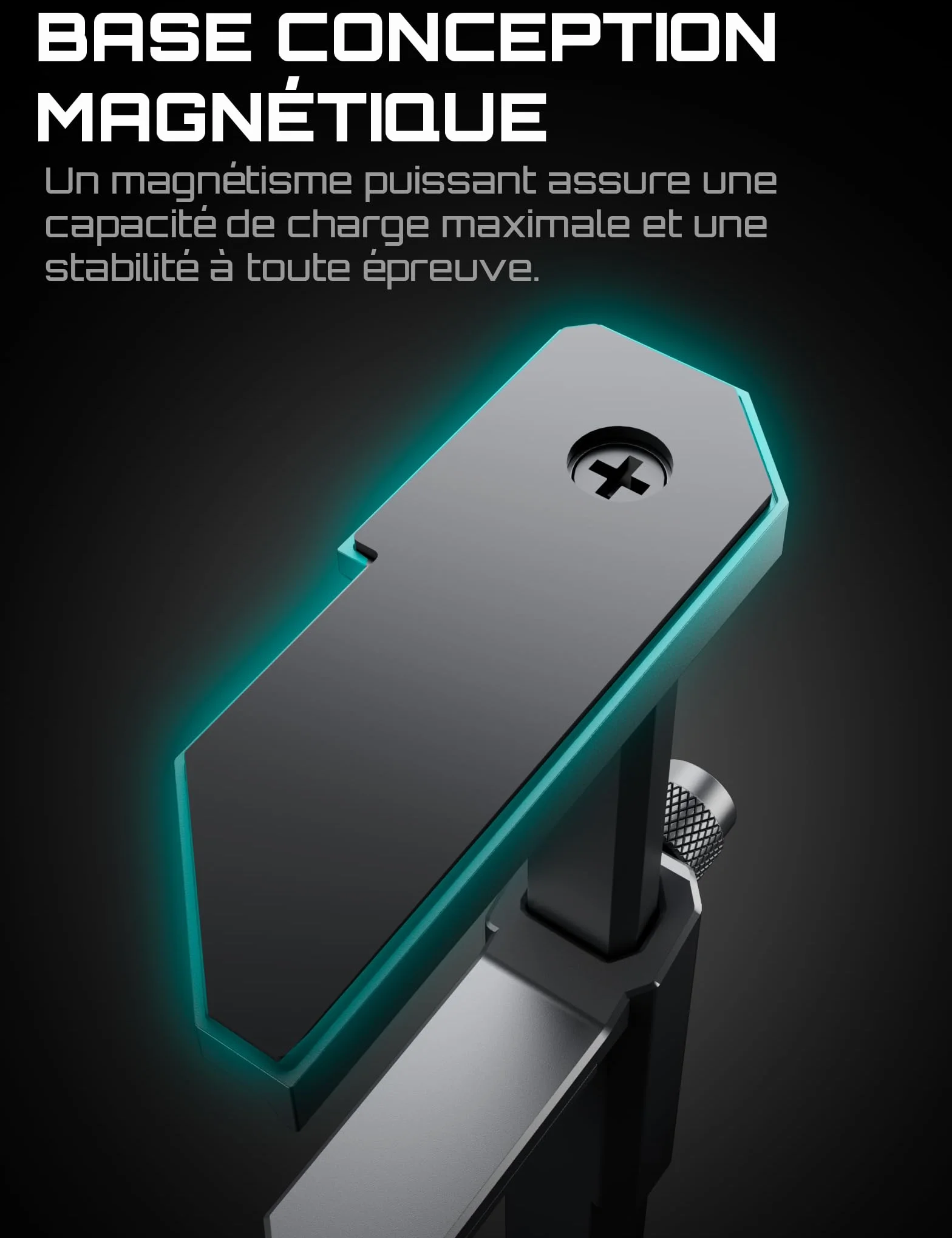 upHere GH07 Support GPU Alliage de Zinc Hauteur Réglable Carte Graphique Base Magnétique Patin Caoutchouc 18-160mm Noir